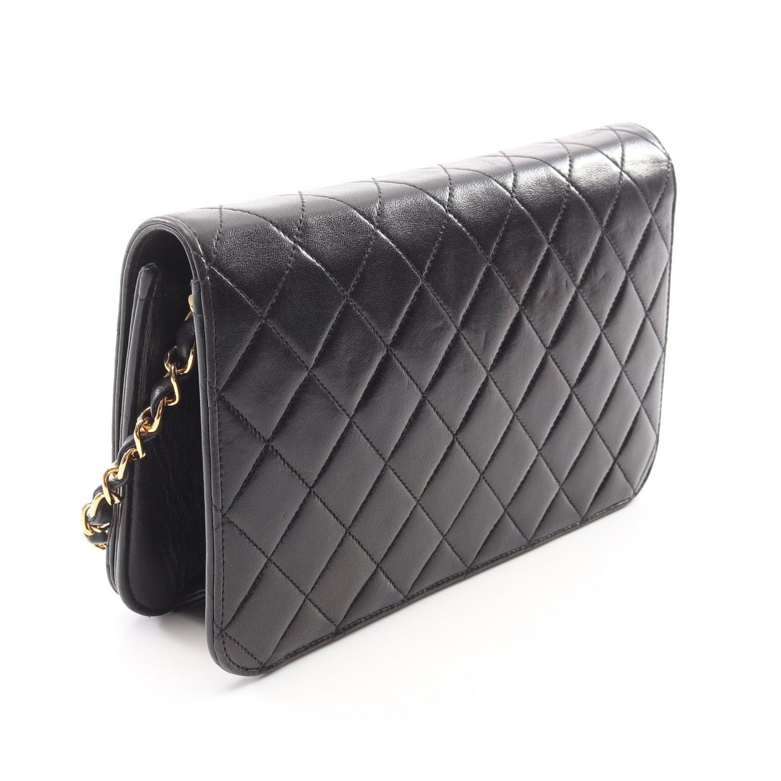 Chanel Matelasse Single Flap Chain Shoulder Bag - Black, Lambskin Leather