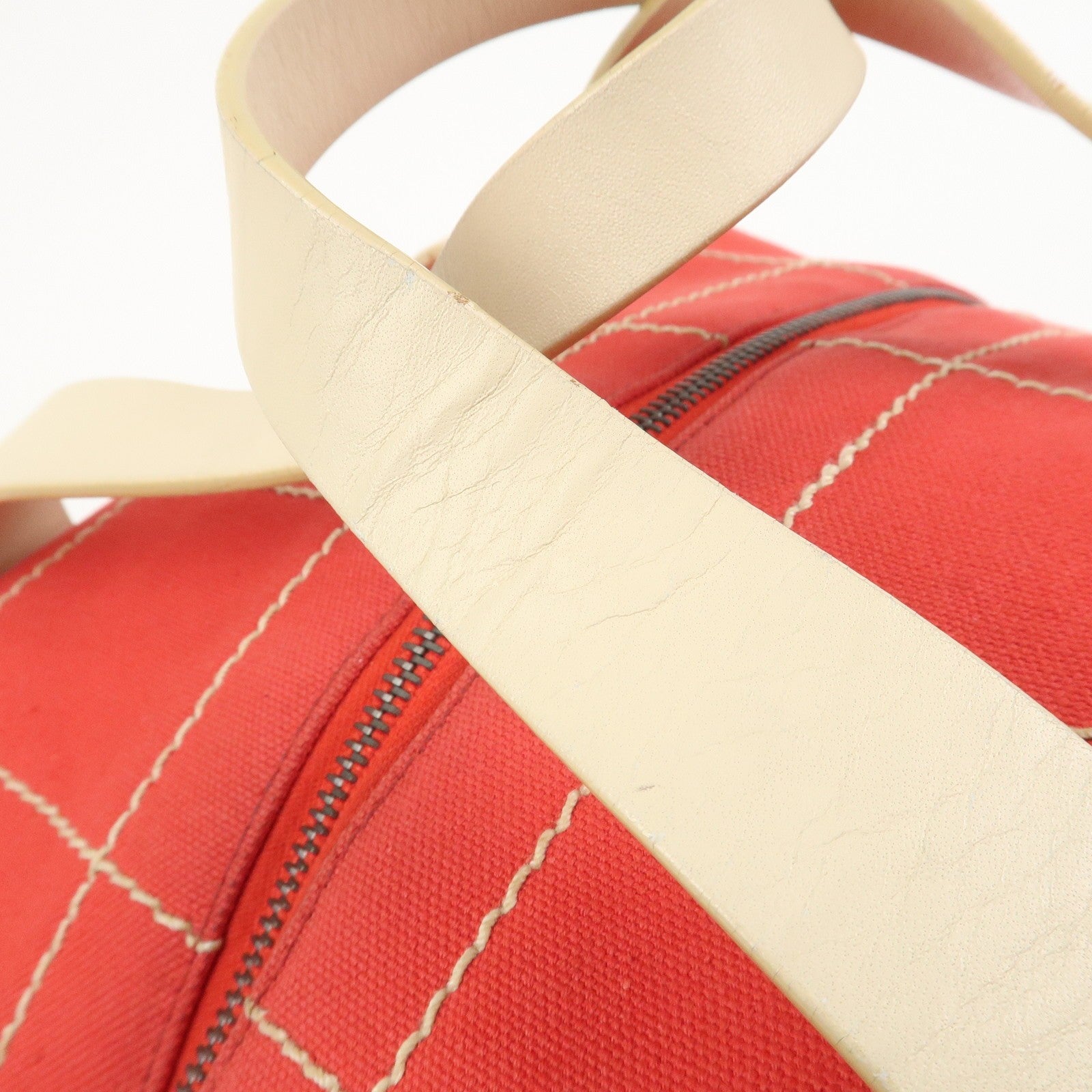 Chanel Chocolate Bar COCO Mark Hand Bag - Red, Canvas Leather