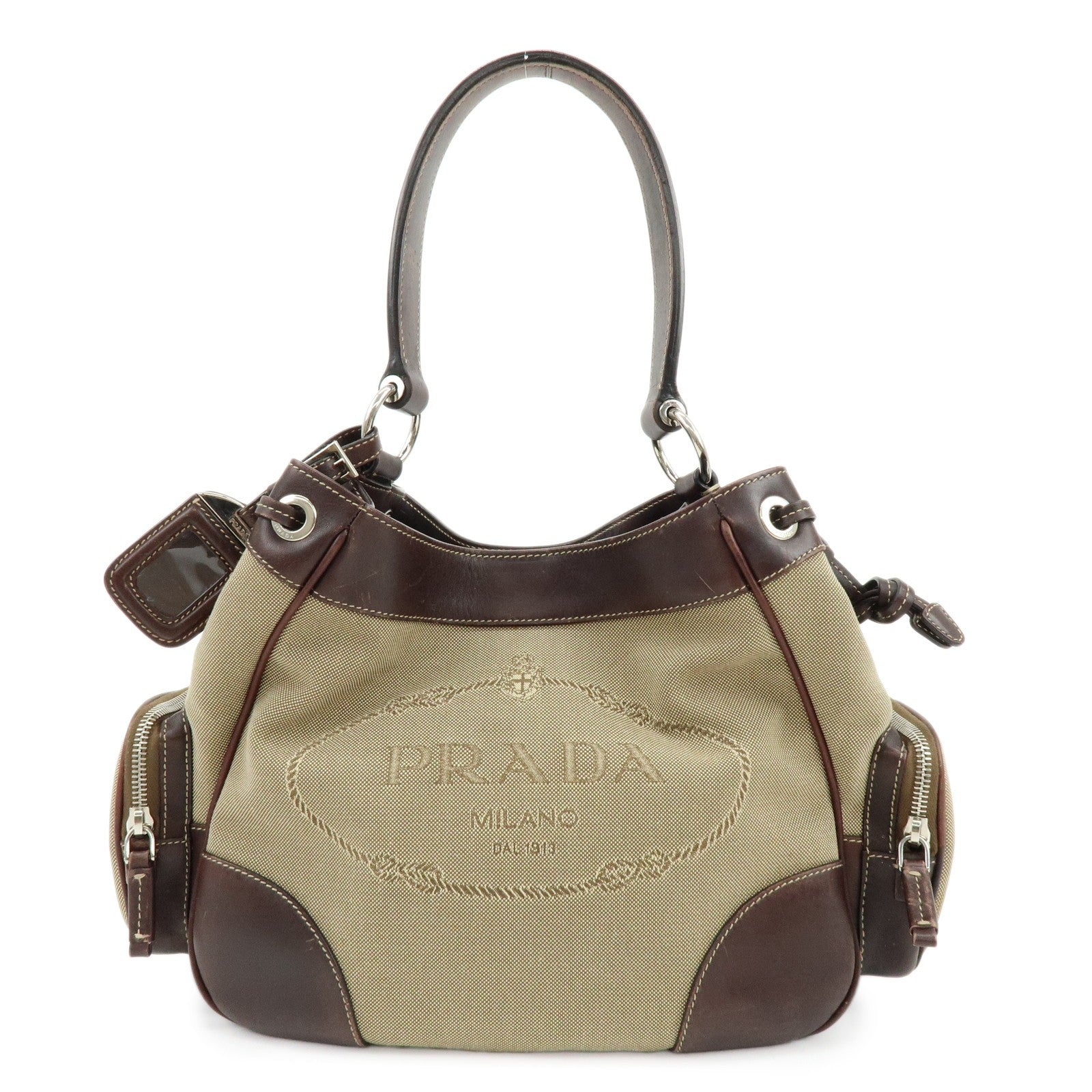 Prada Shoulder Bag - Beige, Canvas Leather