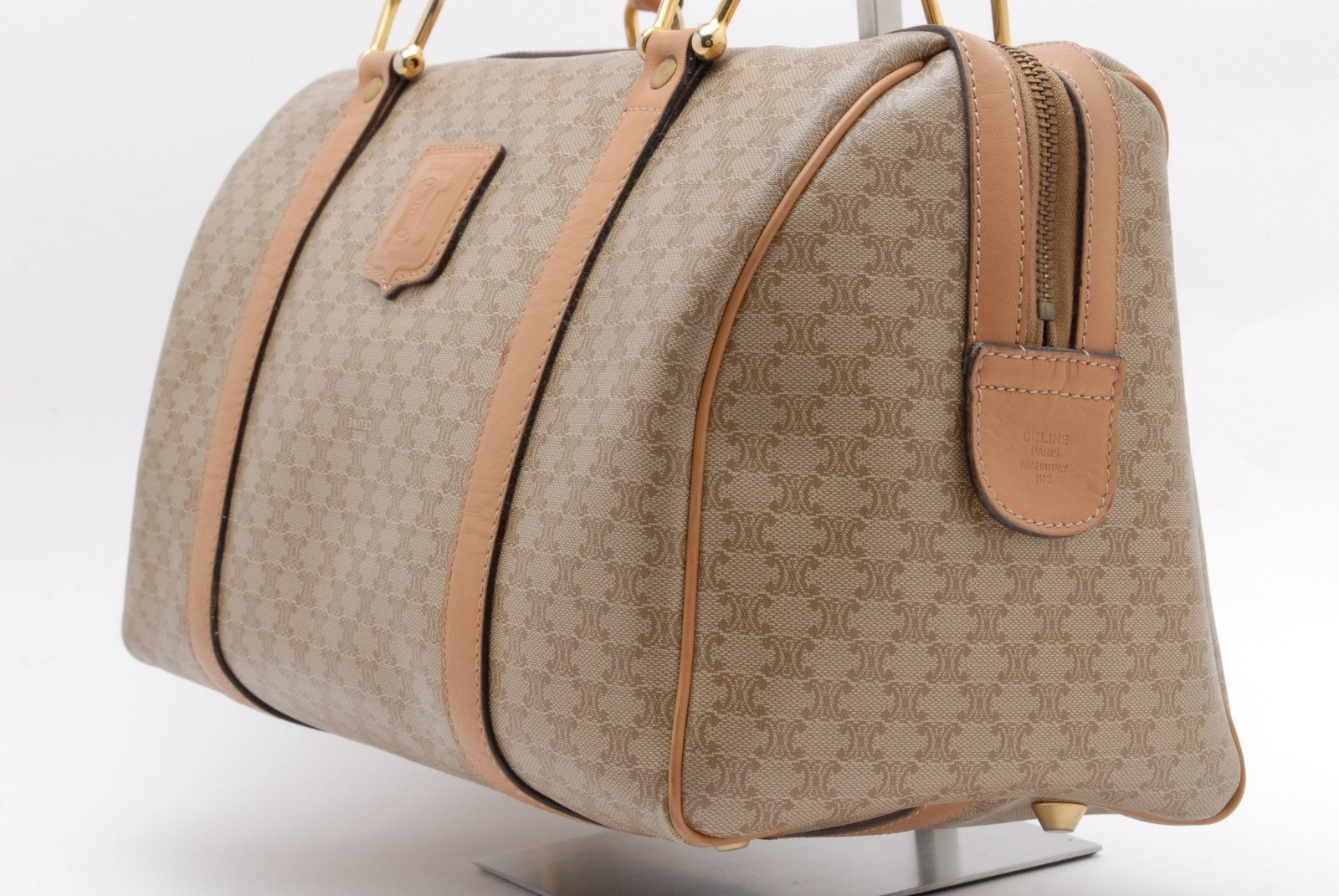 Celine Boston Bag Handbag - Beige Brown, PVC Leather
