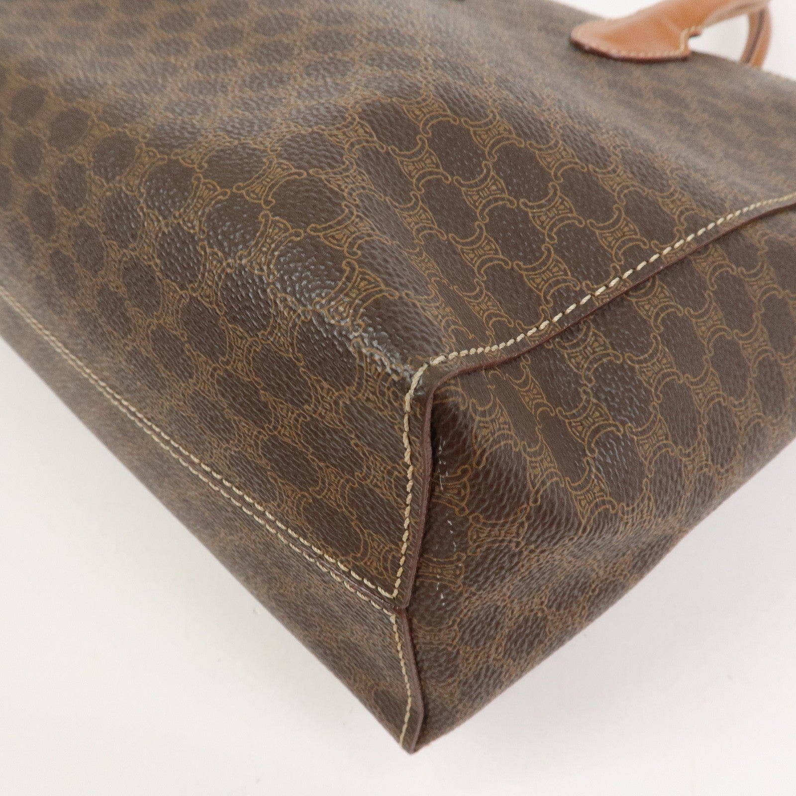 Celine Macadam Hand Bag - Brown, PVC Leather 