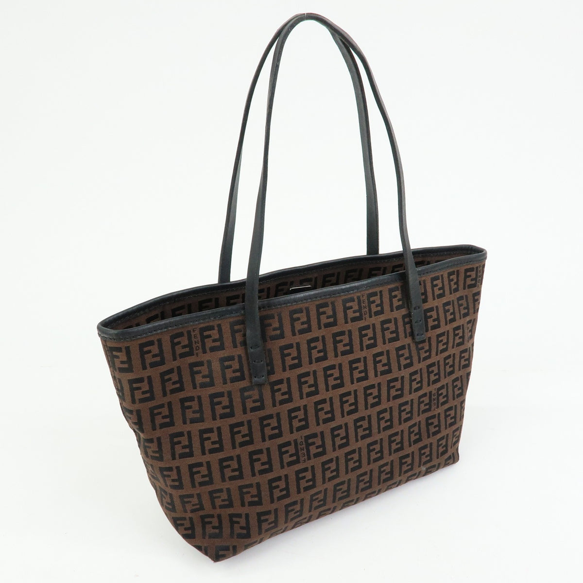 Fendi 8BH075 Tote Bag - Brown, Black, Jacquard Canvas, Leather