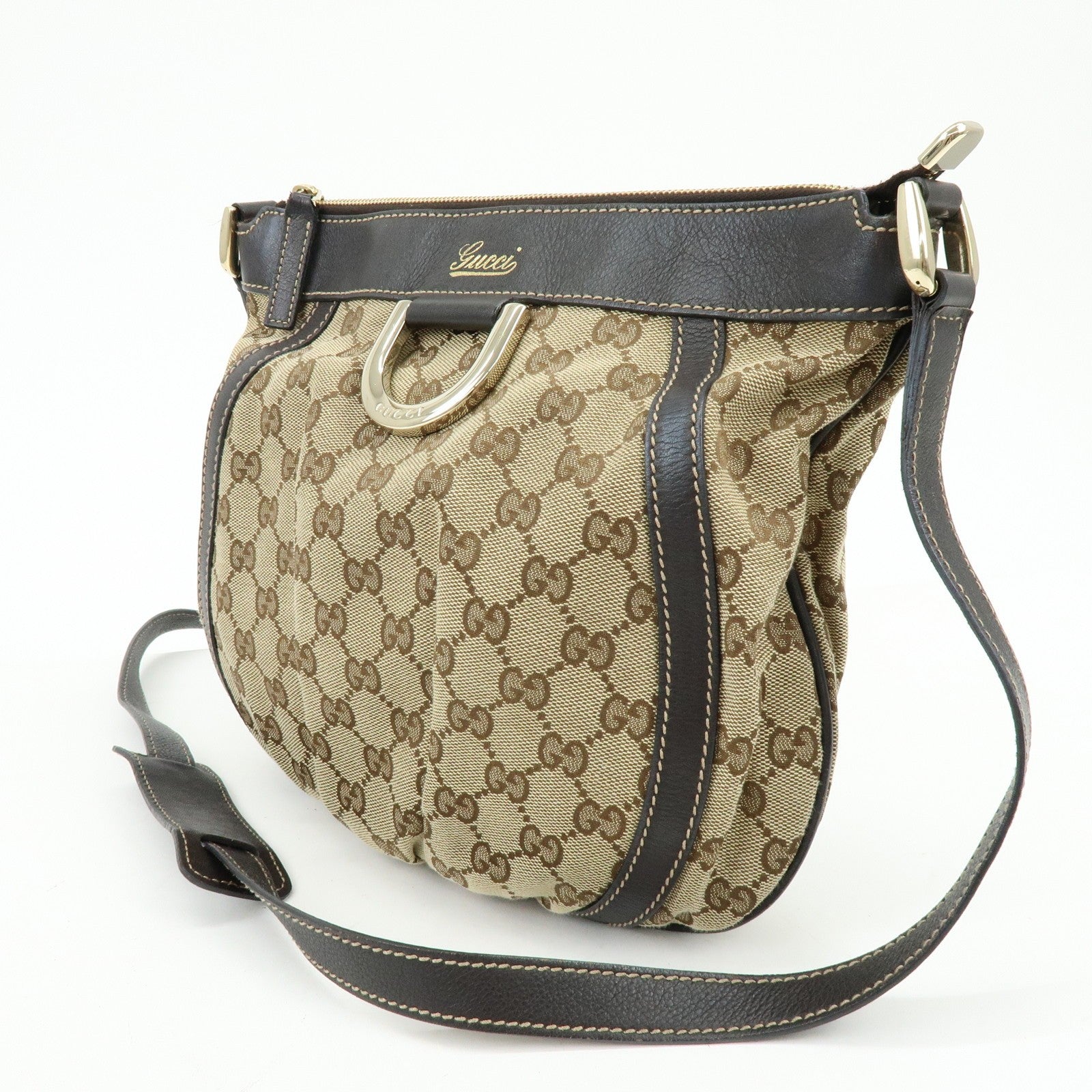Gucci 203257 Shoulder Crossbody Bag - Brown, GG Canvas, Leather