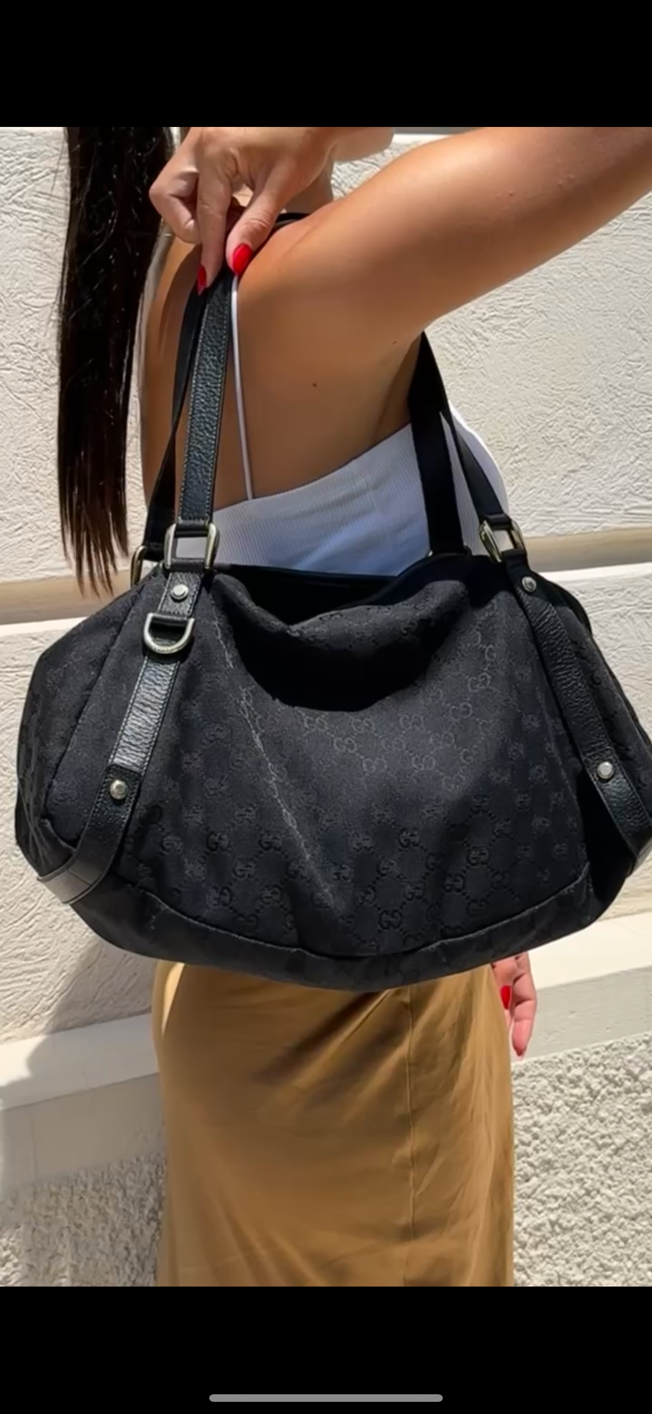Abbey GG Canvas Leather Tote Bag