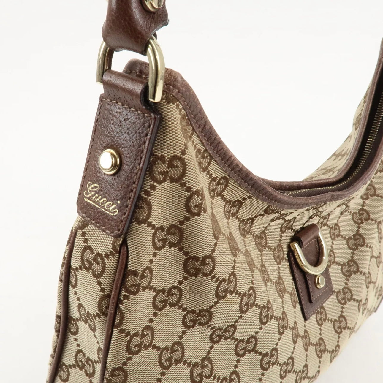 GUCCI Abbey GG Canvas Leather Shoulder Bag