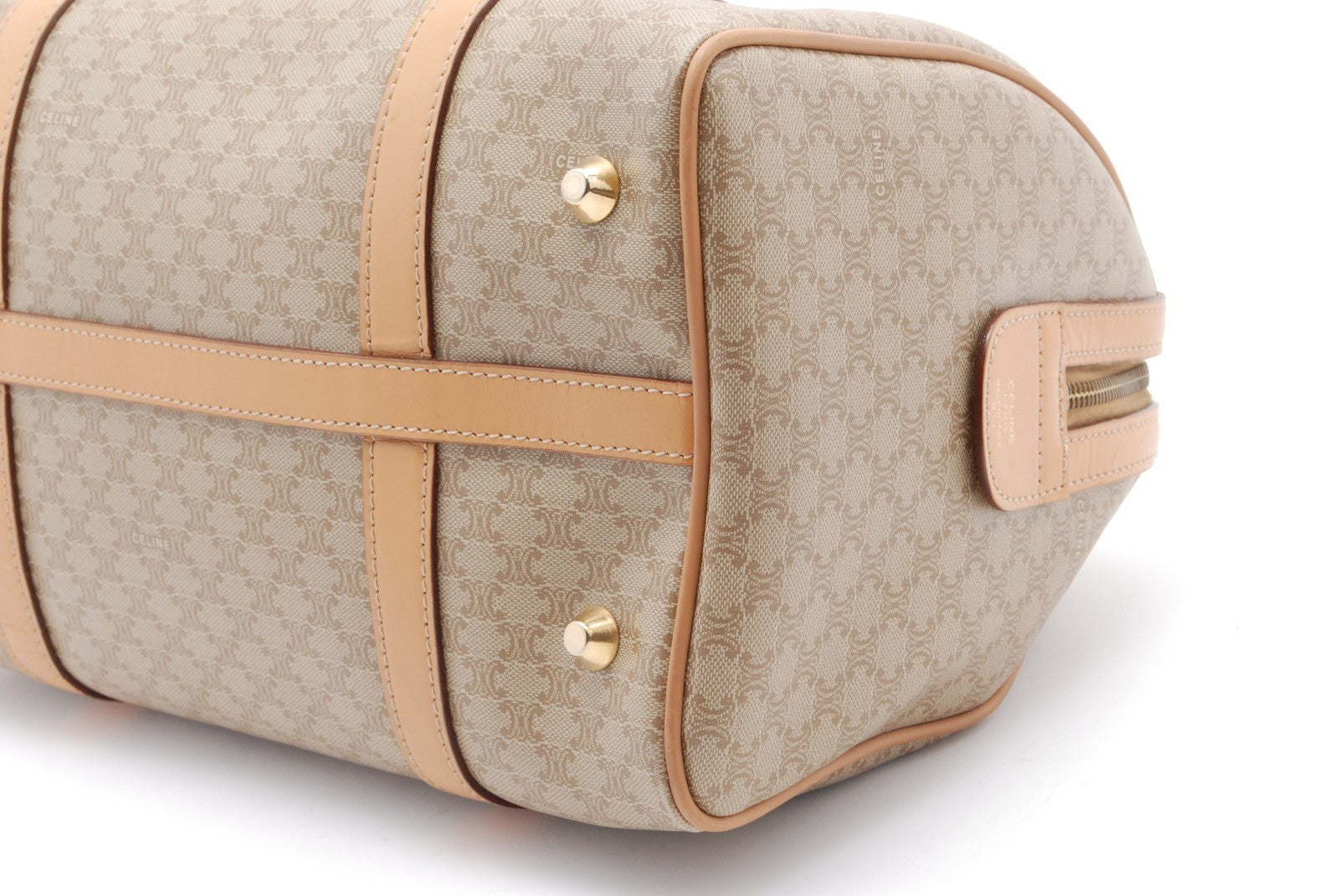 Celine Macadam Boston Bag - Beige, PVC Leather