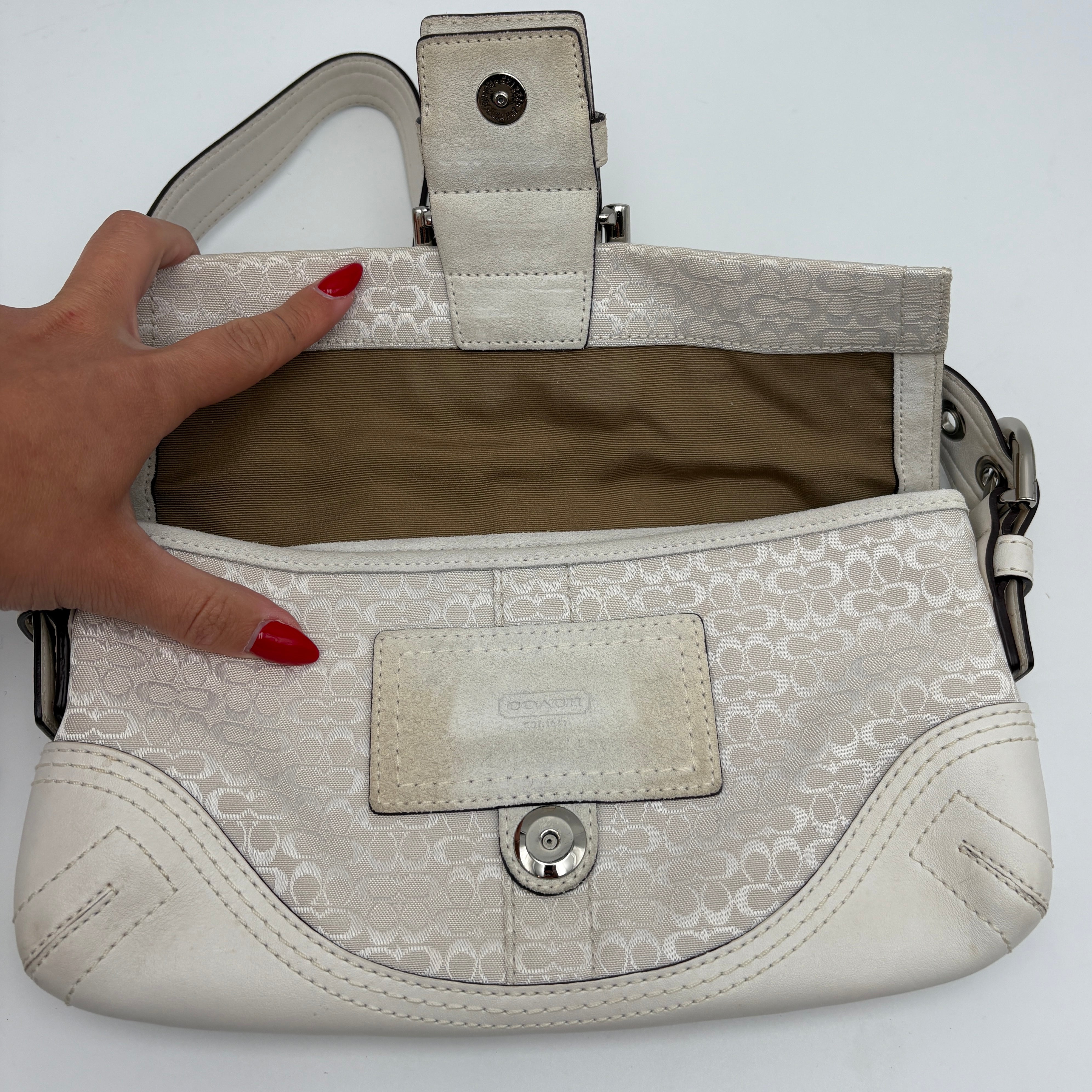 Coach Signature White Shoulder Bag
