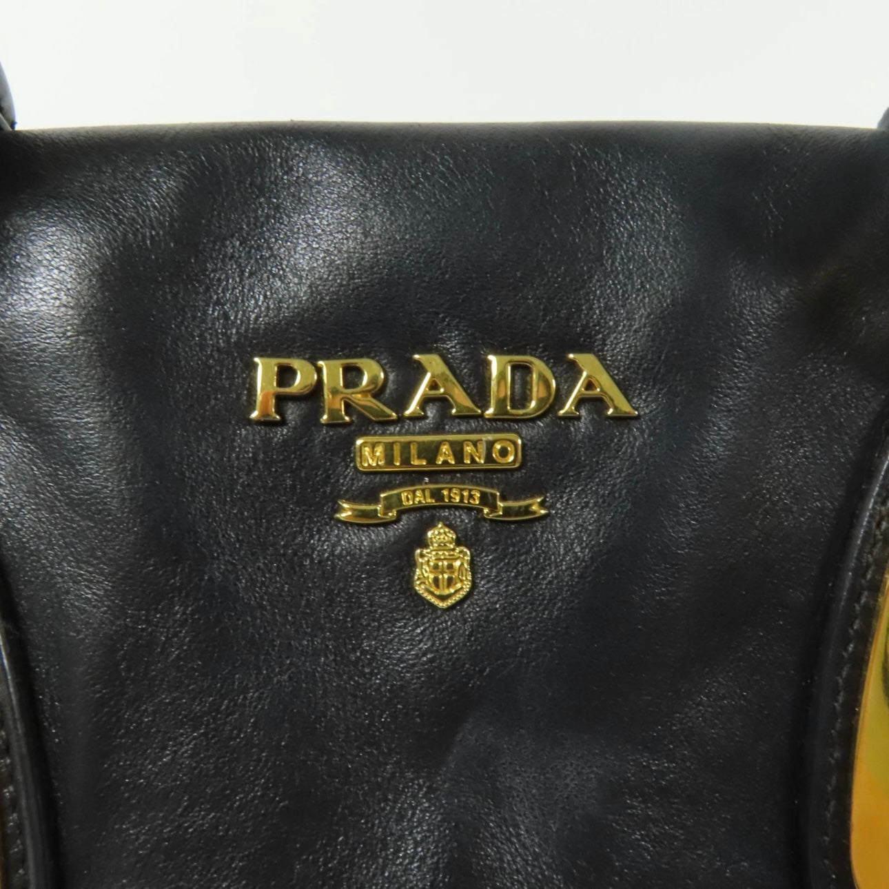 Prada GHW Bauletto Handbag - Black, Calfskin Leather