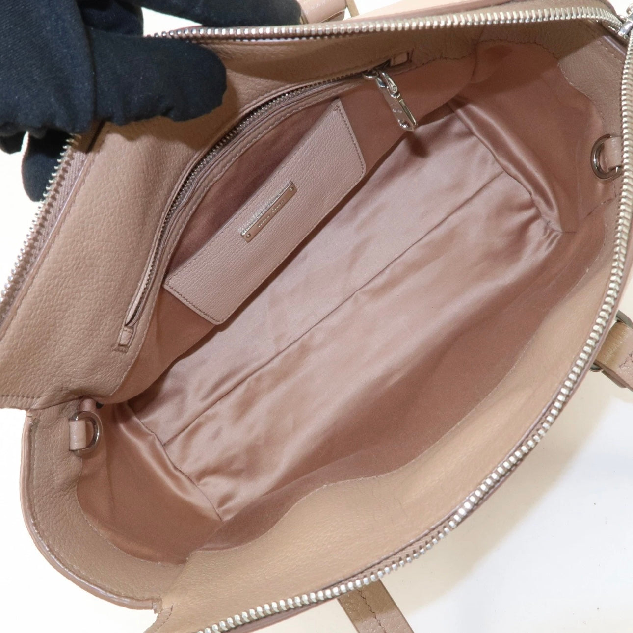 MIU MIU Leather 2Way Hand Bag Beige Pink Beige