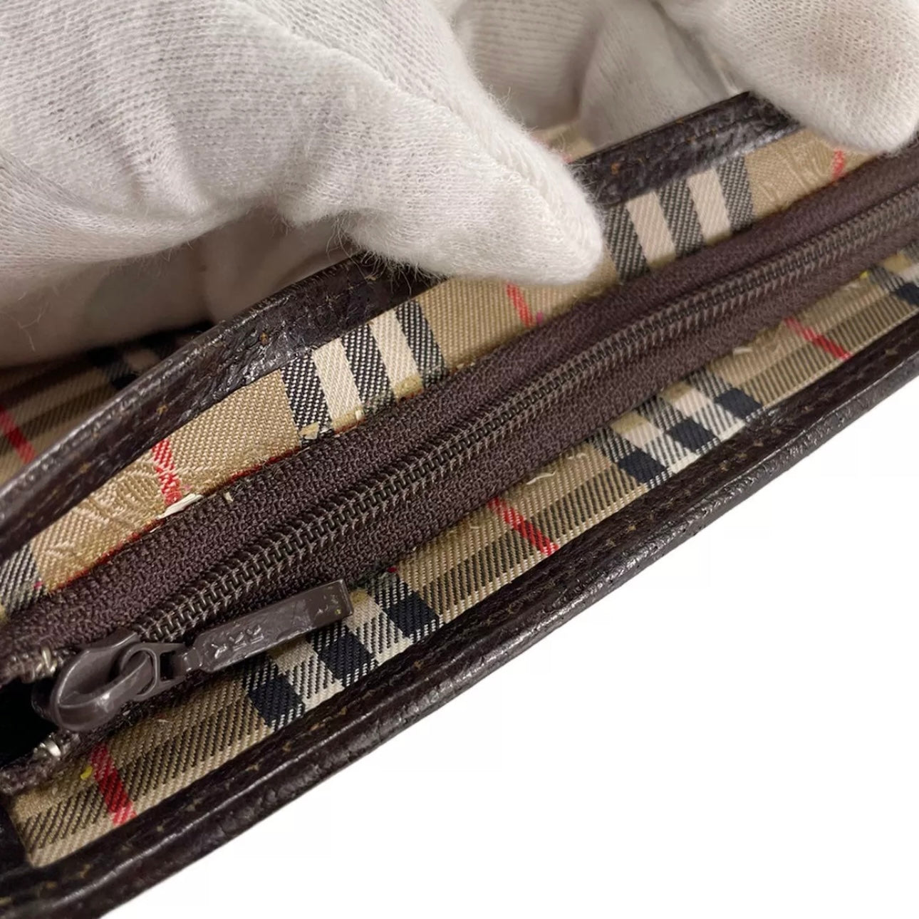 Burberry Leather Fabric Leather Nova Check Clutch