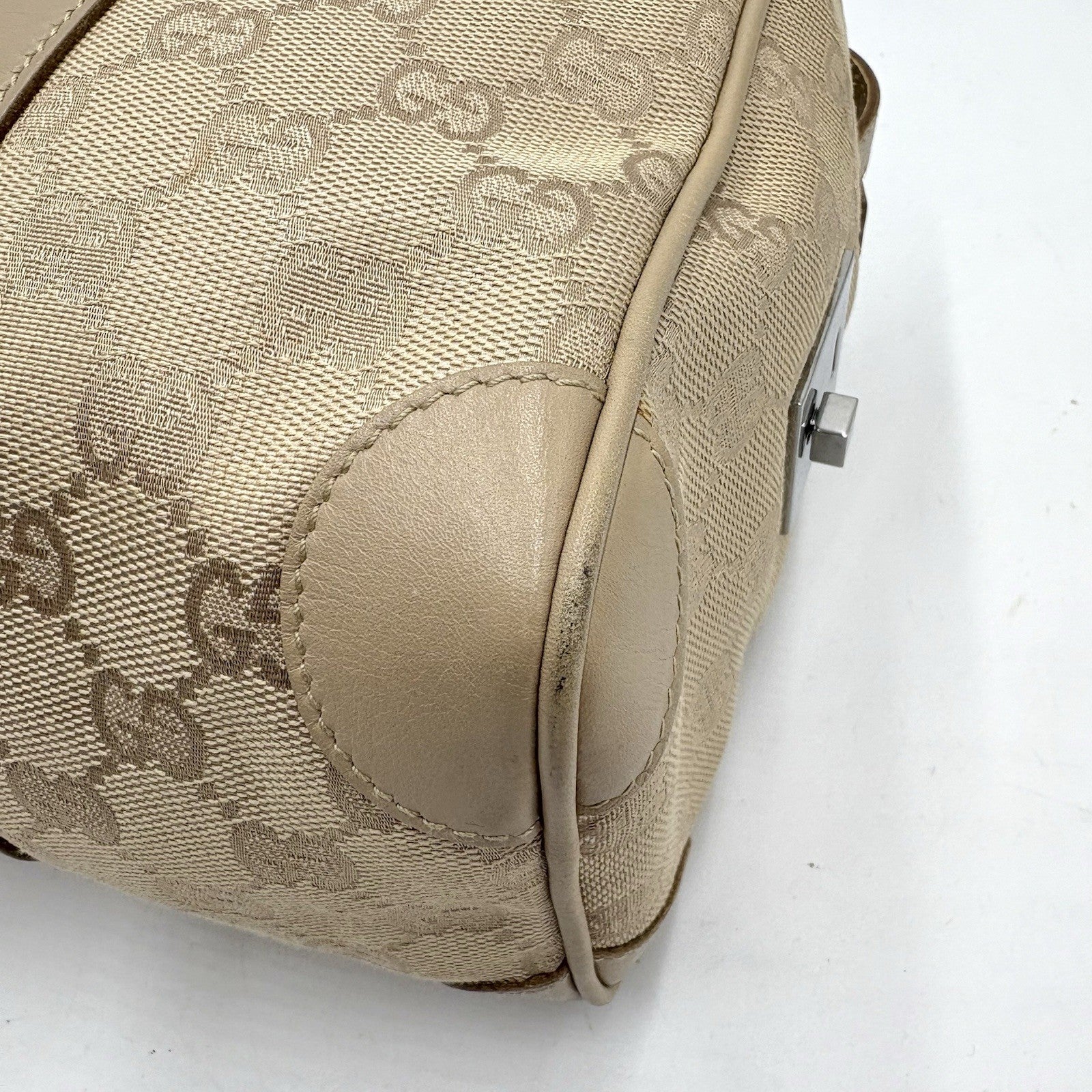 Gucci GG Mini Boston Handbag - Beige, Canvas 