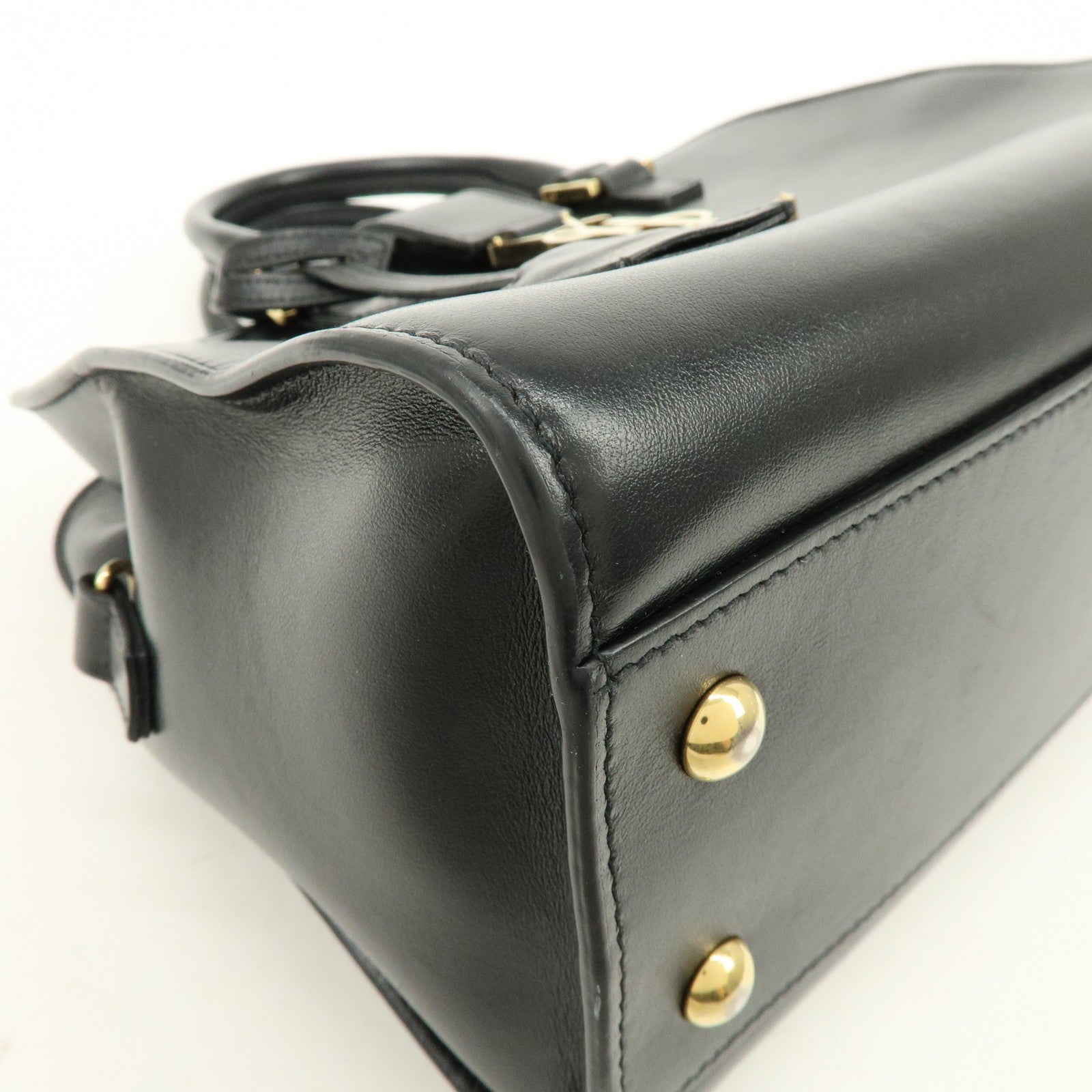 Saint Laurent Paris Baby Cabas Cassandra Hand Bag - Black, Leather 