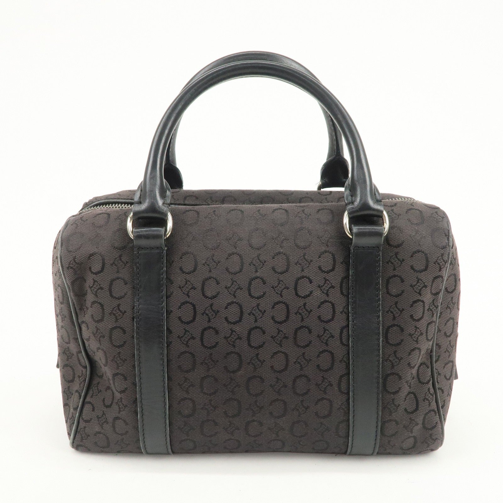 Celine C Macadam Boston Hand Bag - Black, Canvas, Leather