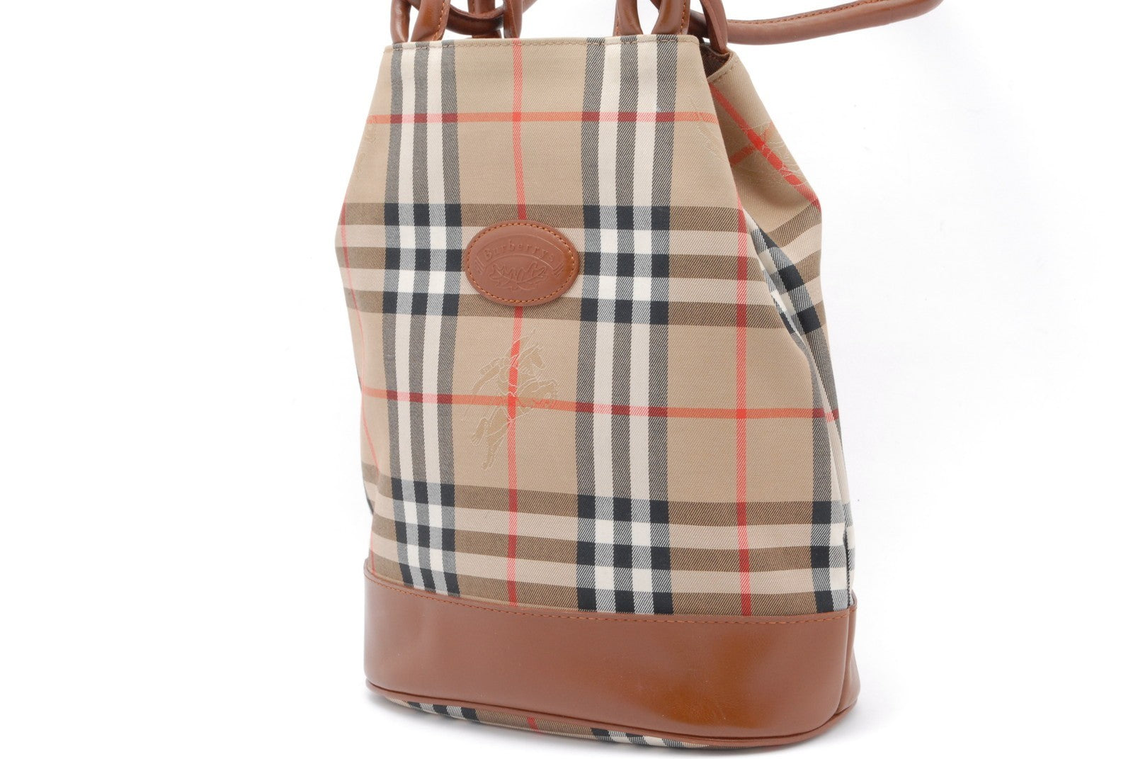 Burberry Nova Check Tote Hand Bag - Brown Beige, Leather