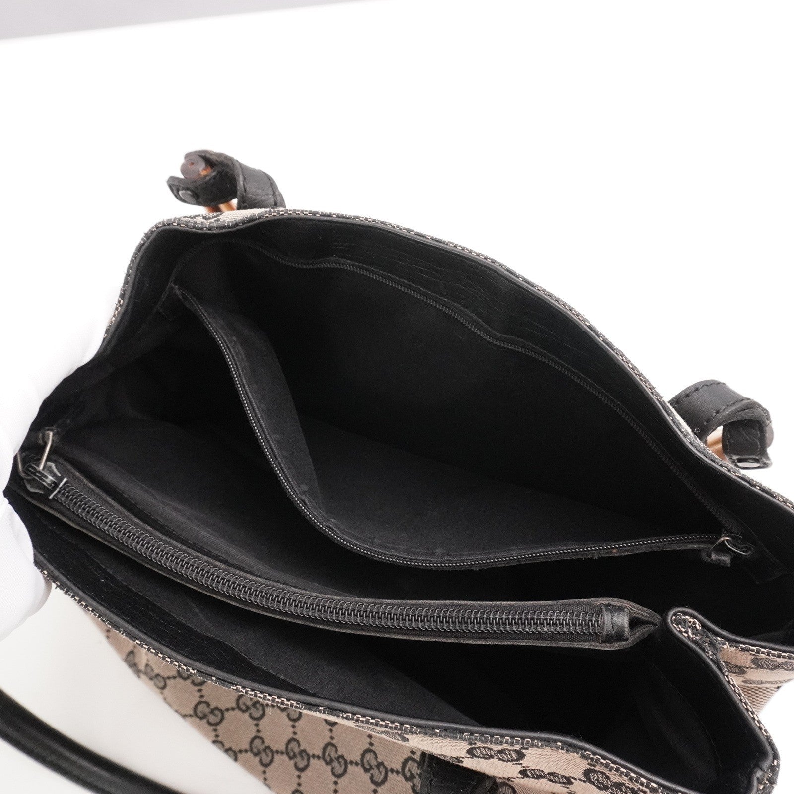 Gucci GG Canvas Bamboo 112526 Hand Bag - Brown, Canvas 