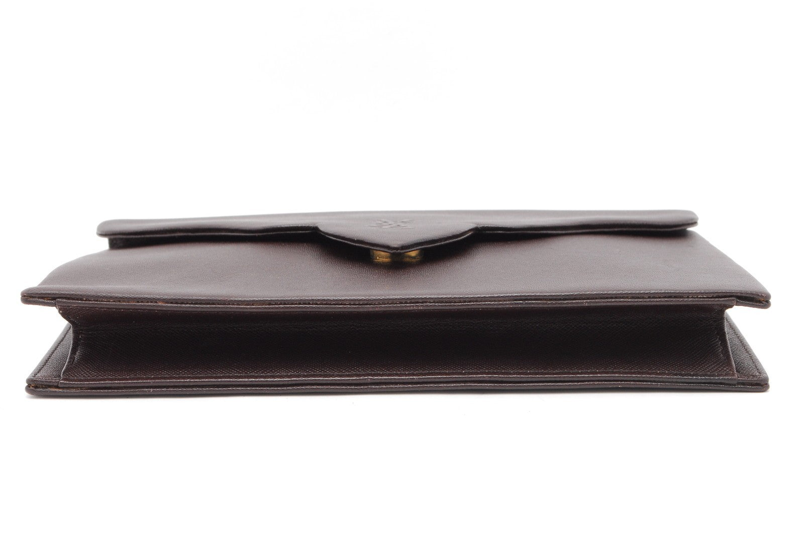 Saint Laurent Yves Clutch Hand Bag - Brown, Leather 