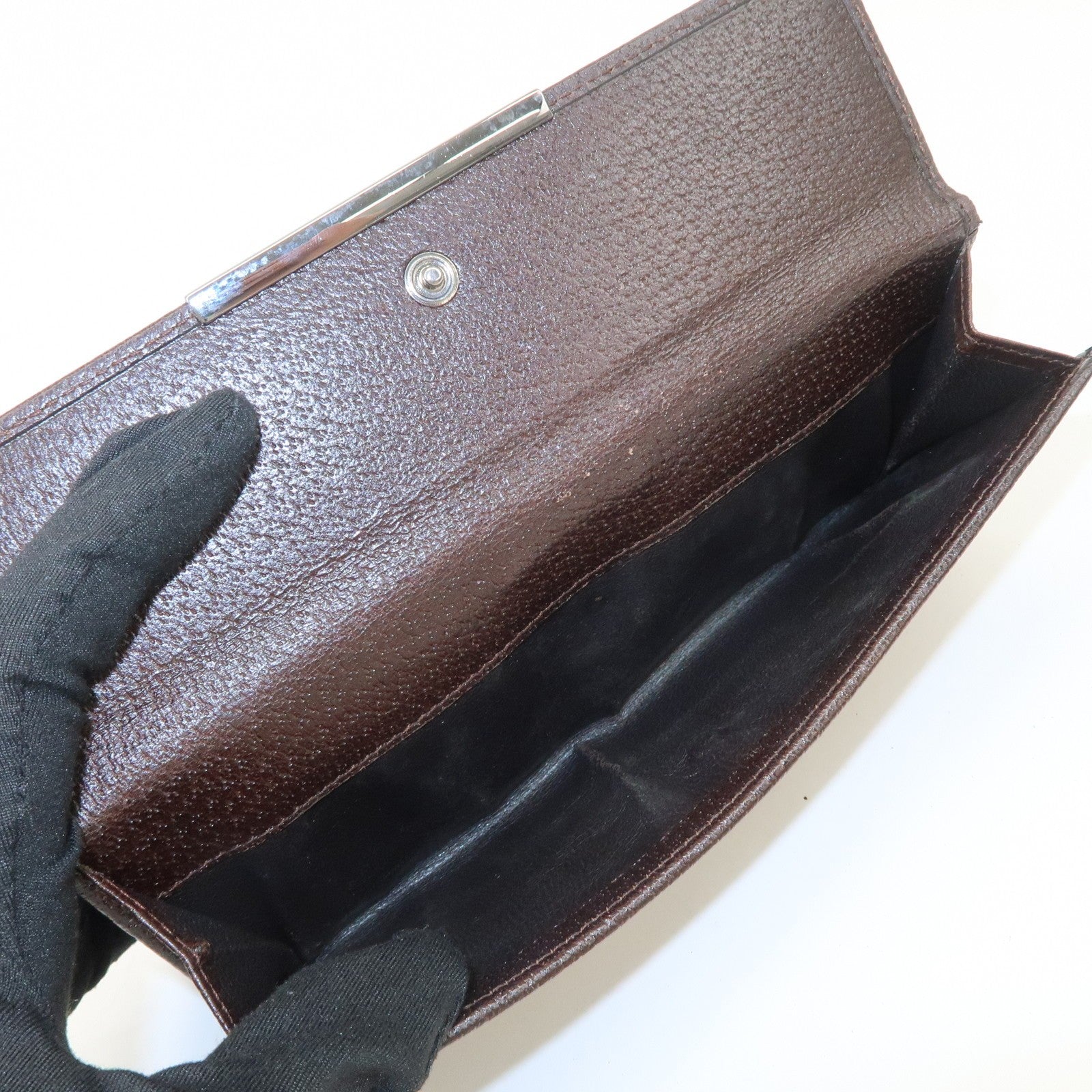 Gucci GG Canvas Leather Bi-fold Long Wallet - Dark Brown, Leather