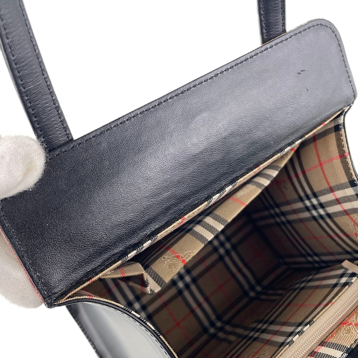 Burberry London Leather Fabric Handbag - Black, Leather