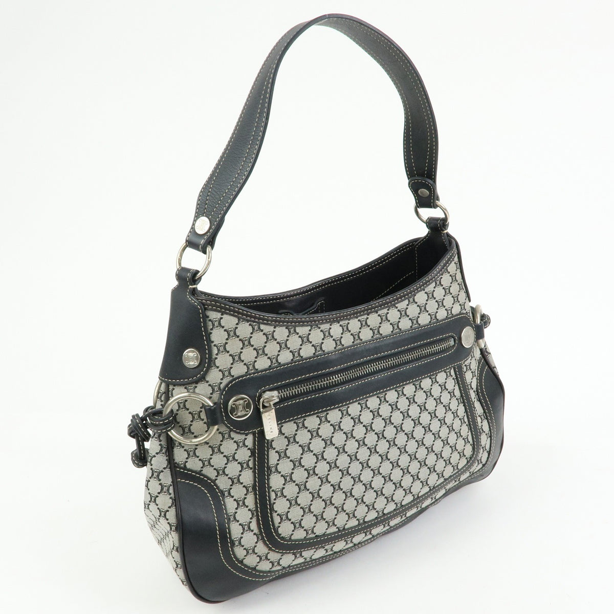 Celine Macadam Shoulder Bag - Black, Canvas, Leather