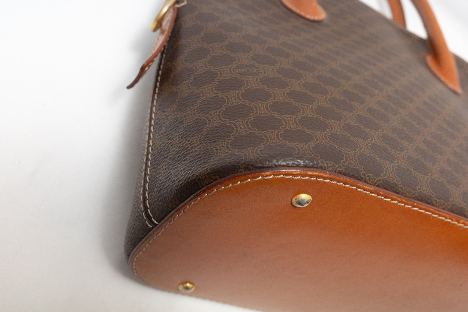 Celine Macadam Hand Bag - Brown, PVC Leather 