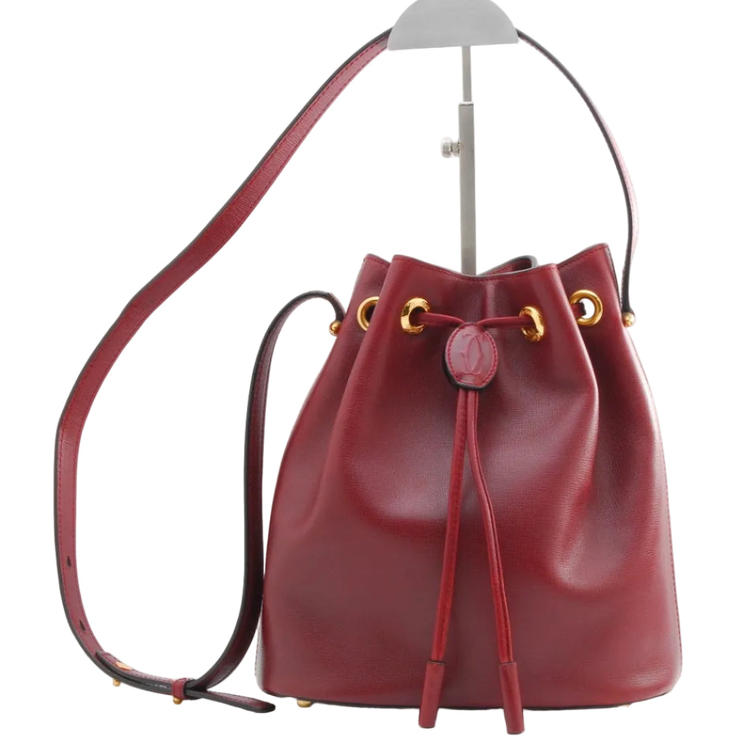 Cartier Must de Cartier Drawstring Shoulder Bag - Red, Leather