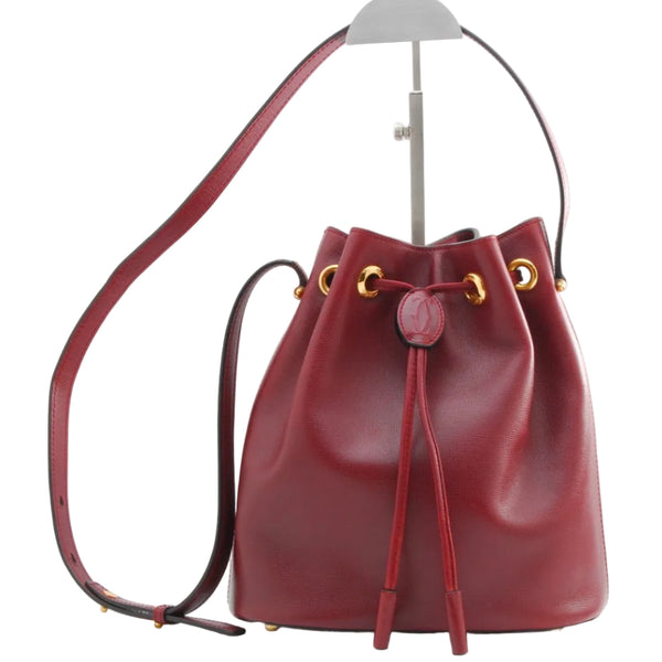 Cartier Must de Cartier Drawstring Shoulder Bag - Red, Leather