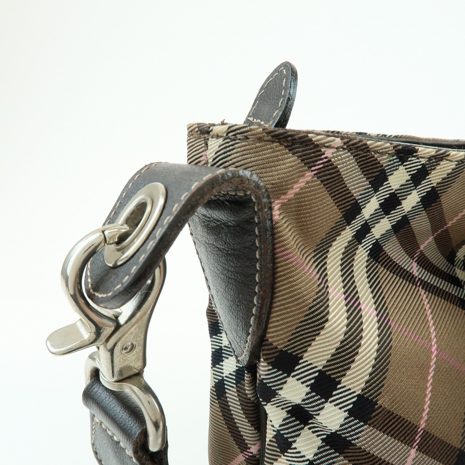 Burberry Nova Plaid Shoulder Bag - Brown, Canvas, Leather