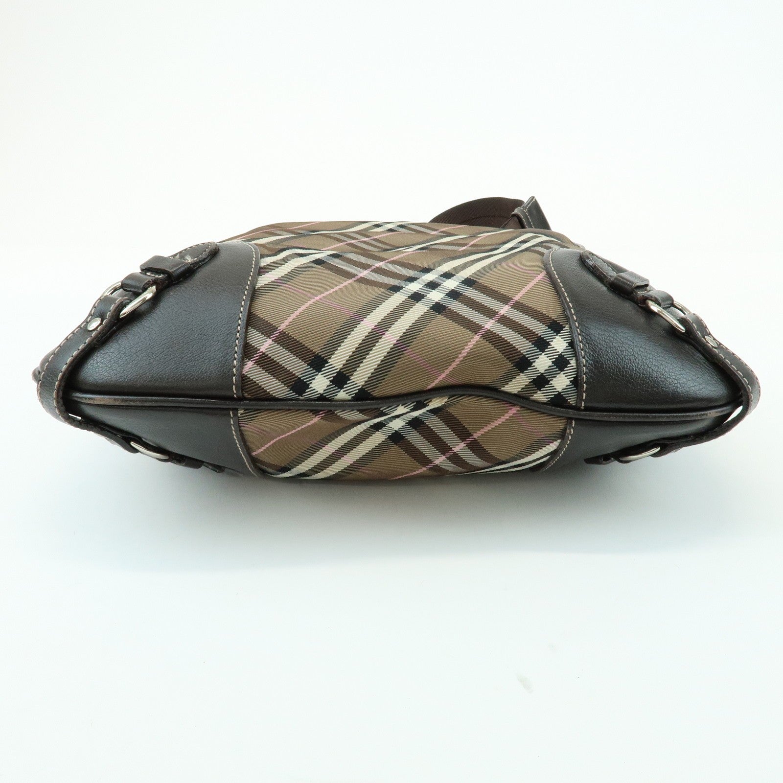 Burberry Nova Plaid Shoulder Bag - Brown, Canvas, Leather