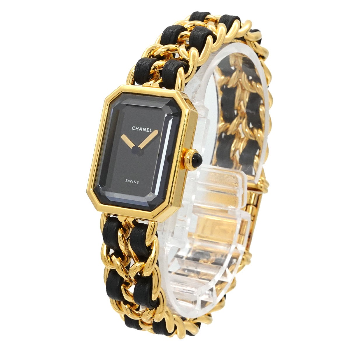CHANEL Premiere Size L H0001 Watch - Black, Stainless steel/YGP,Leather