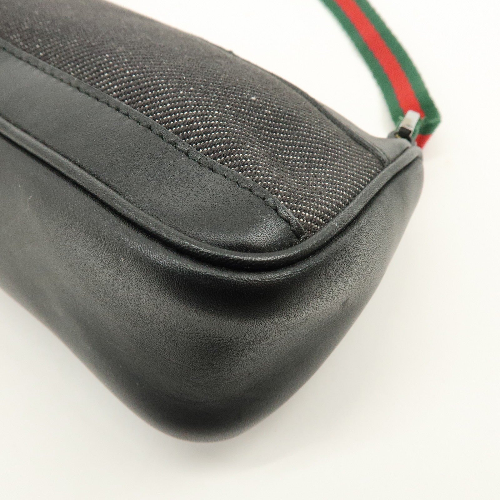 Gucci Hand Bag - Black, Denim, Leather 