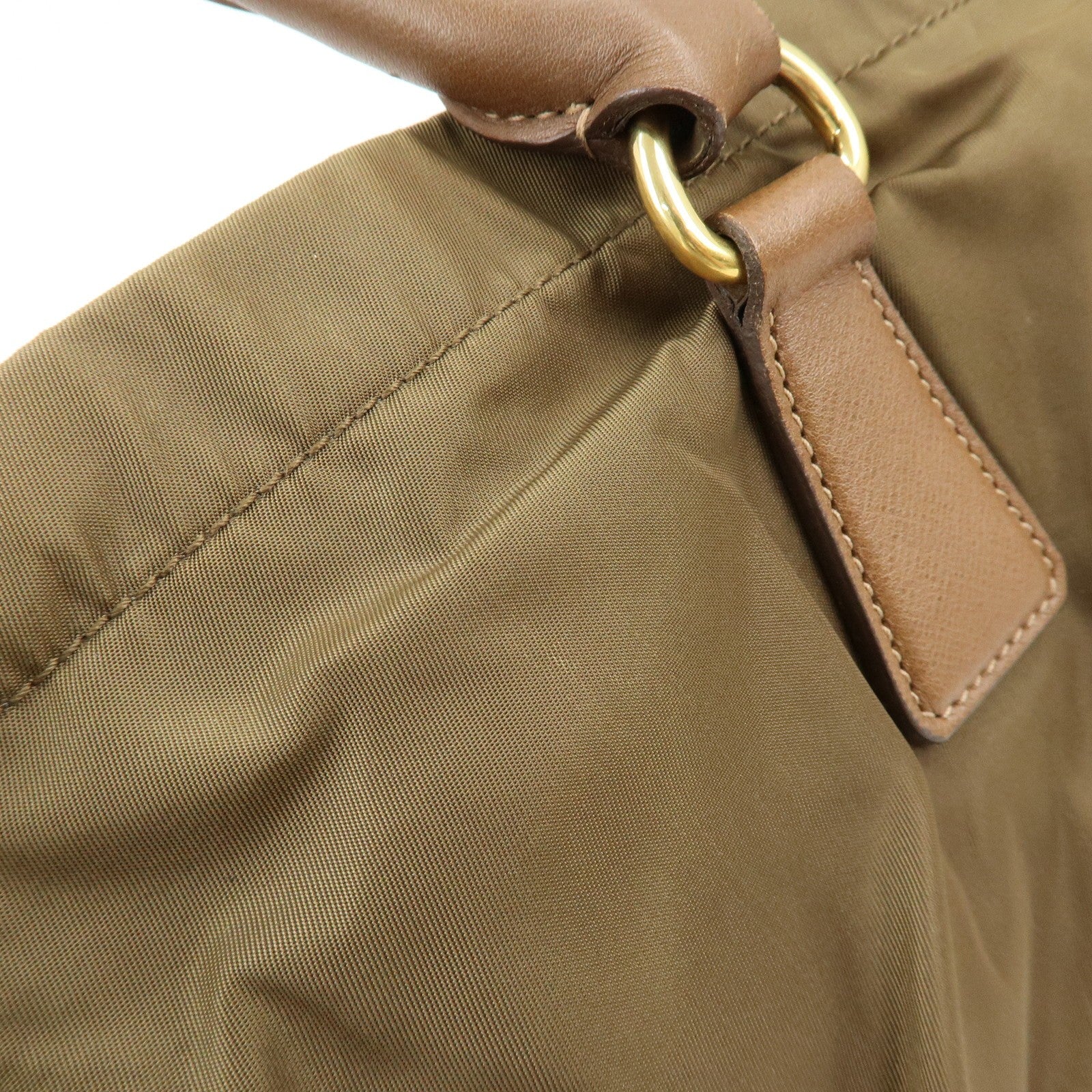 Prada Triangle Logo 2Way Bag - Khaki Brown, Nylon Saffiano Leather