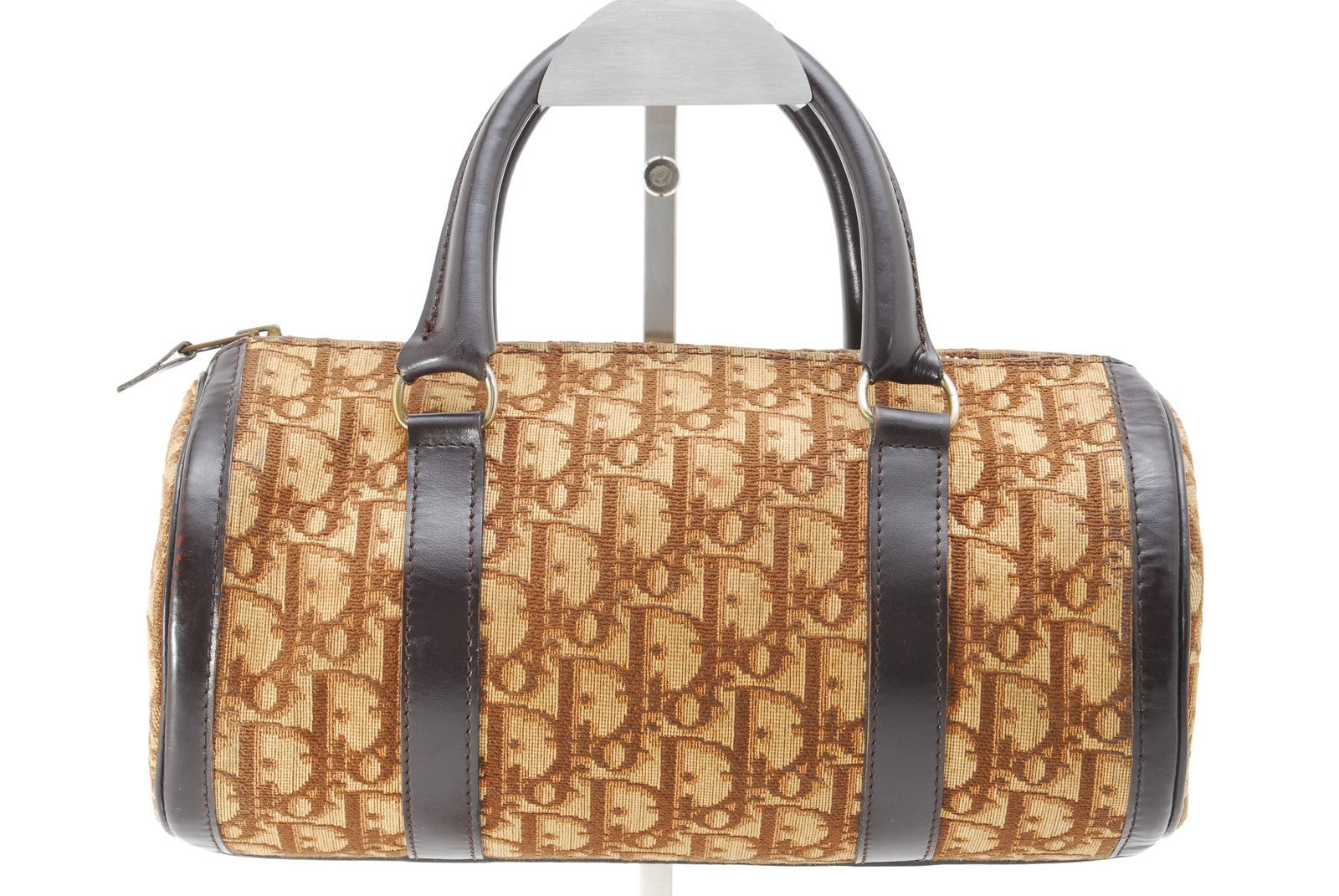 Christian Dior Vintage Trotter Mini Boston Handbag - Brown, Canvas