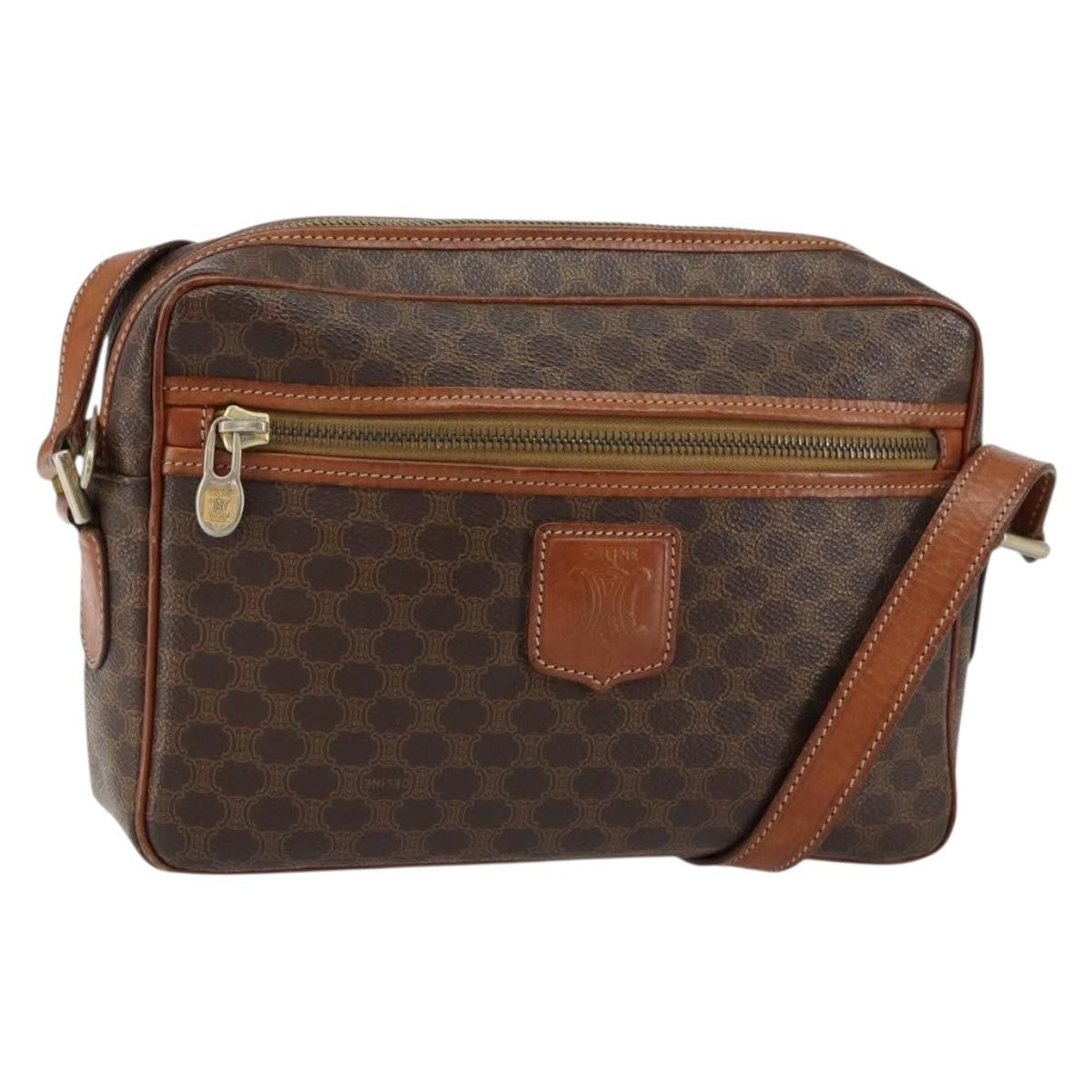 Celine Macadam Shoulder Bag - Brown/Gold, PVC Leather