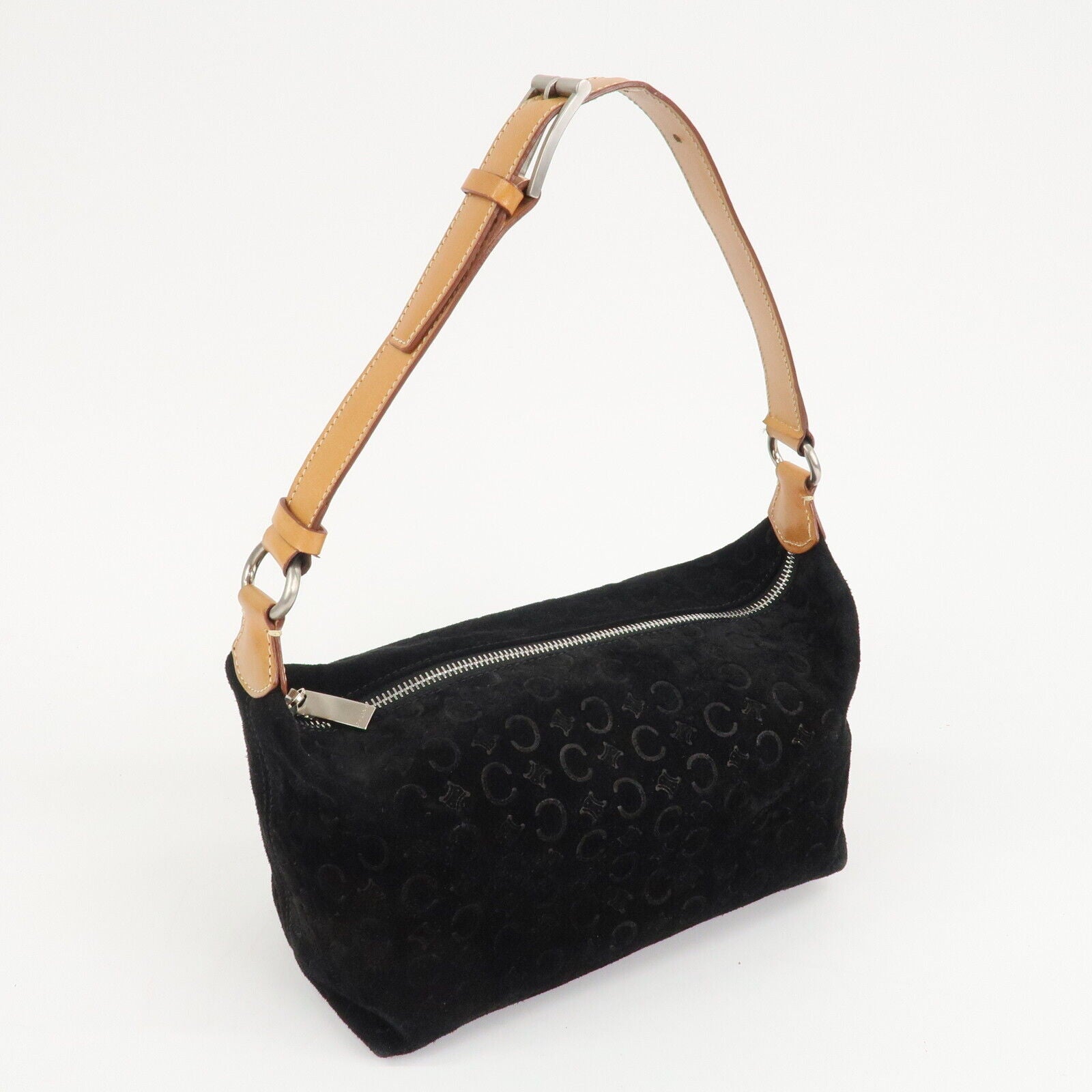 Celine C Macadam Shoulder Bag - Black, Suede