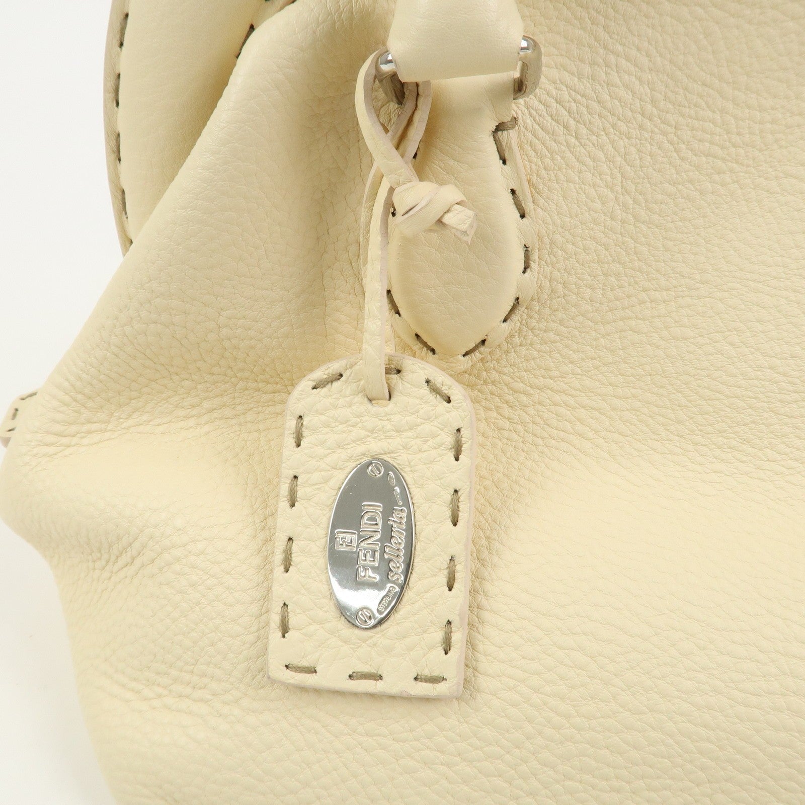 Fendi Boston Hand Bag - Cream, Leather