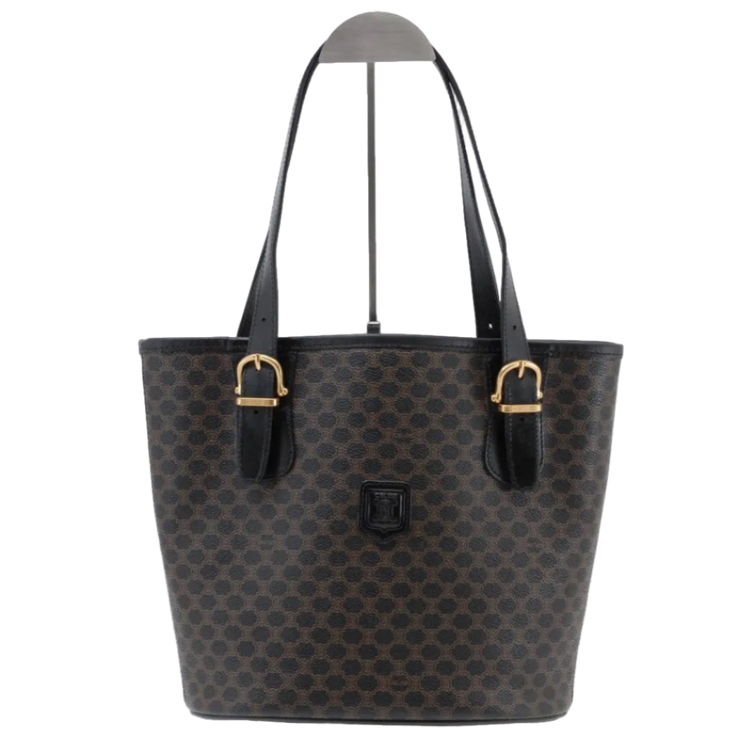 Celine Macadam Tote Bag - Brown Black Gold, PVC Leather