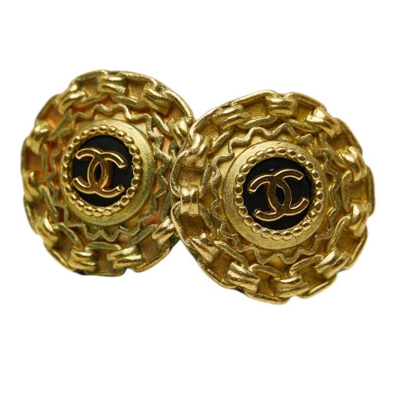 Chanel Vintage Coco Mark Earrings - Gold, Plated