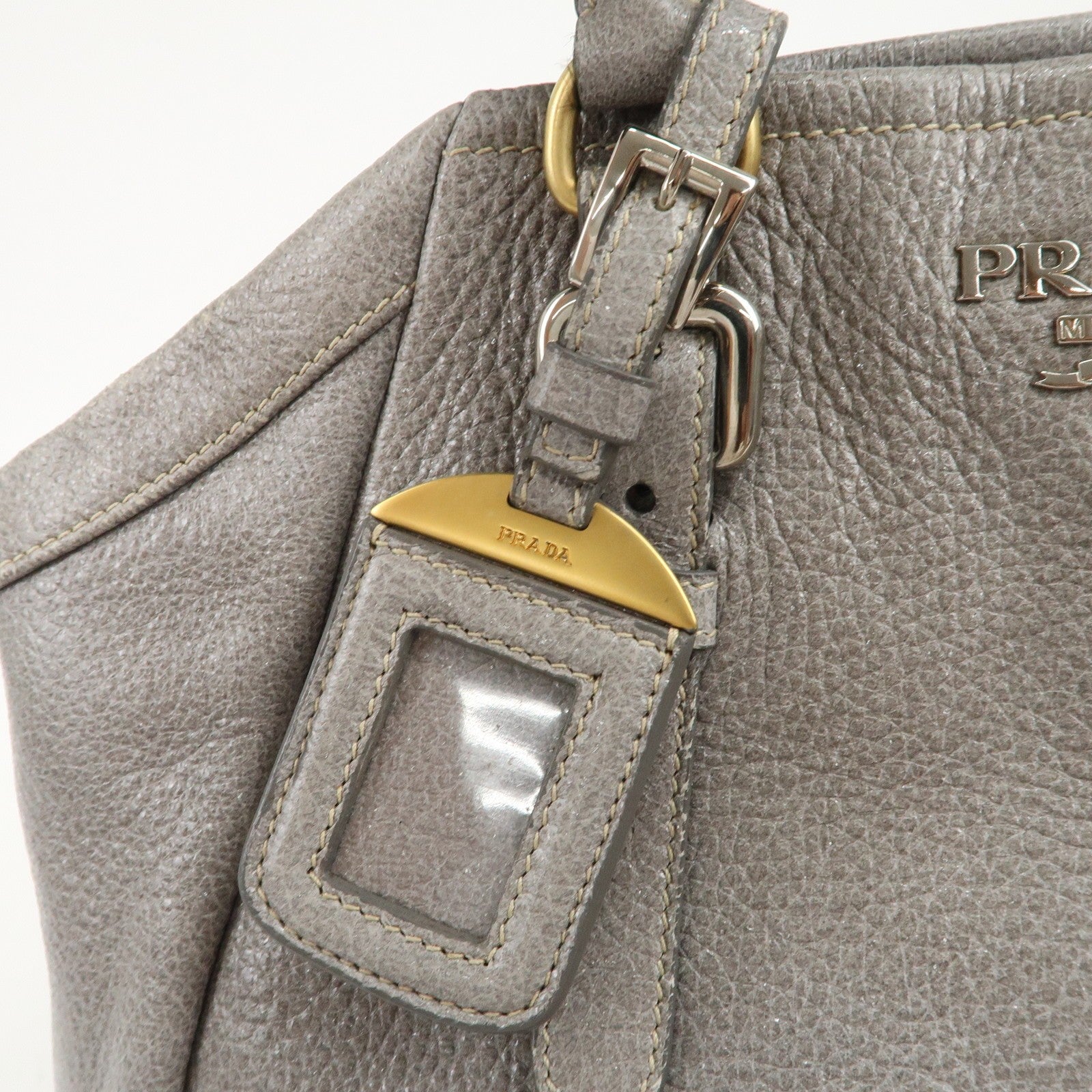 Prada Hand Bag - Gray, Leather
