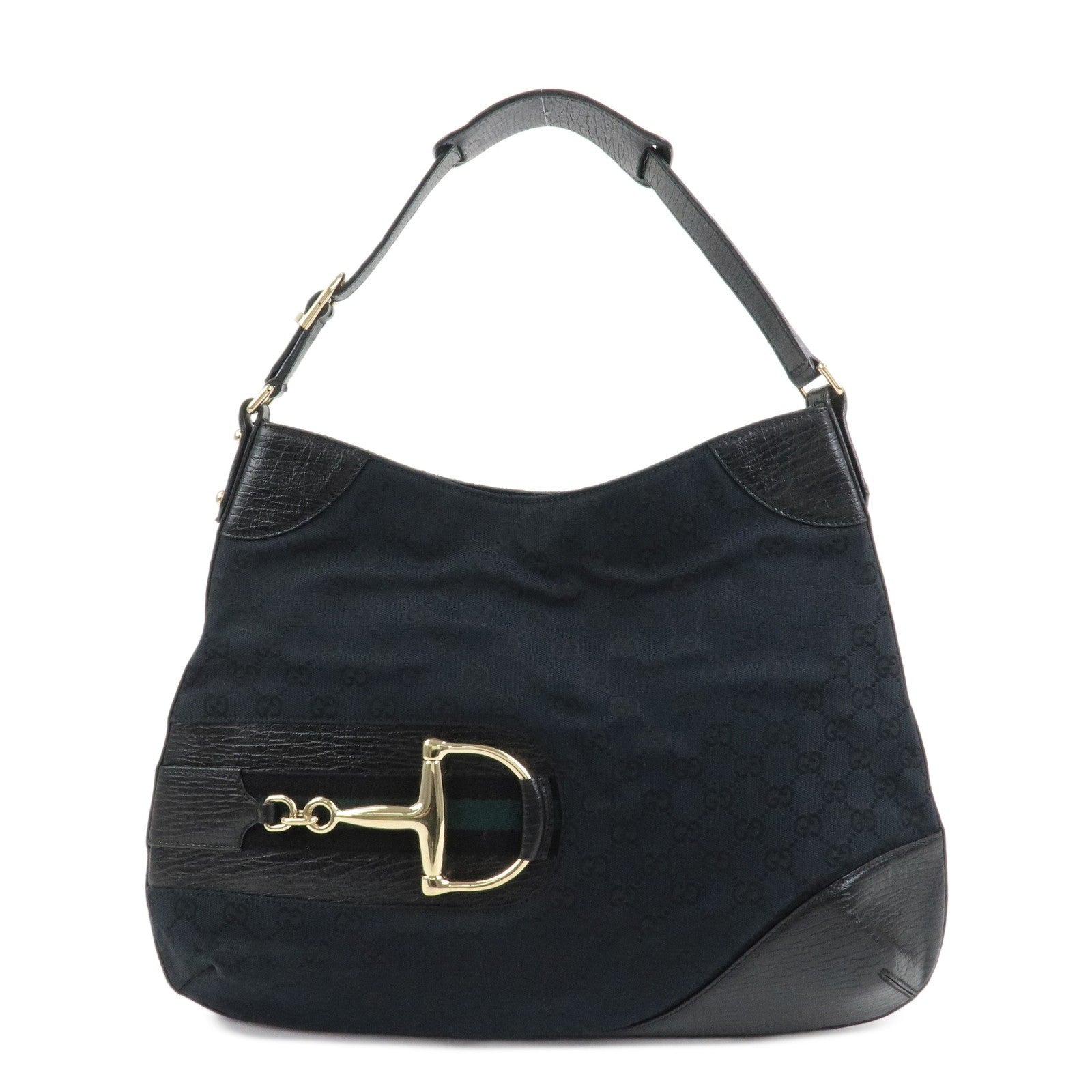 Gucci Horsebit Shoulder Bag - Black, Canvas