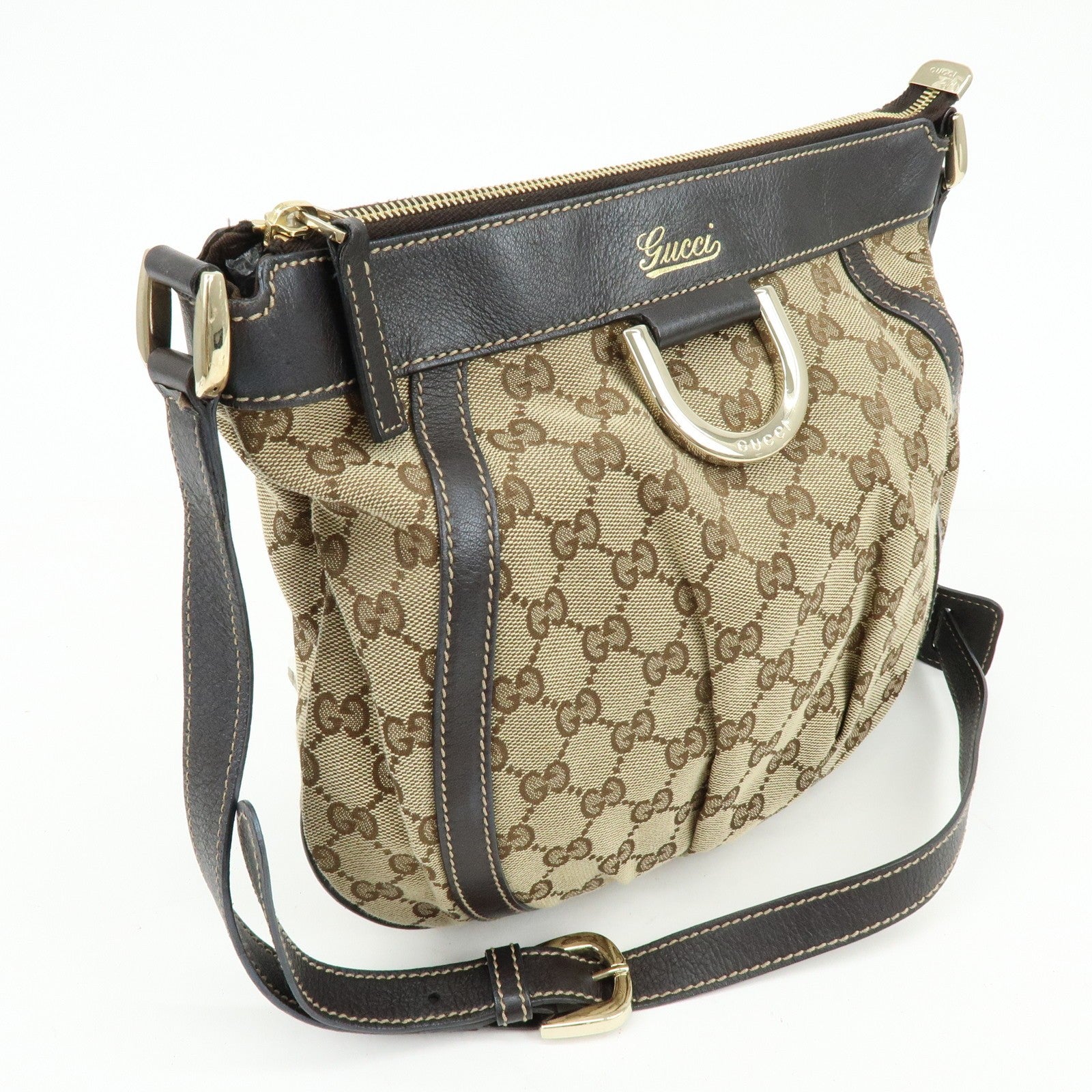 Gucci 203257 Shoulder Crossbody Bag - Brown, GG Canvas, Leather