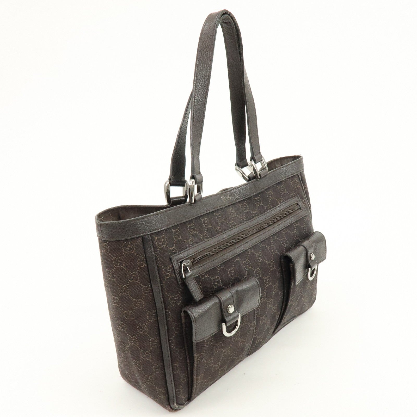 Gucci Abbey Tote Bag - Brown, GG Canvas, Leather