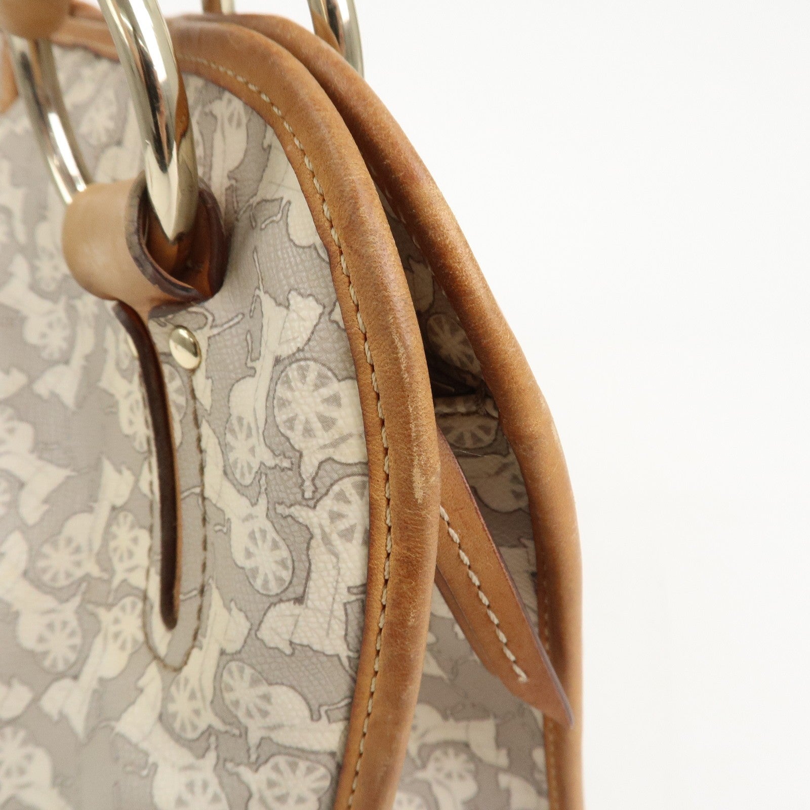 Celine Logo Hand Bag - Gray and Light Brown, Leather