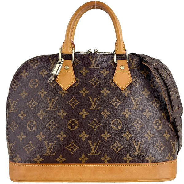 Louis Vuitton Alma Handbag - Brown, Coated Canvas- מגיע עם רצועה, מנעול ומפתח