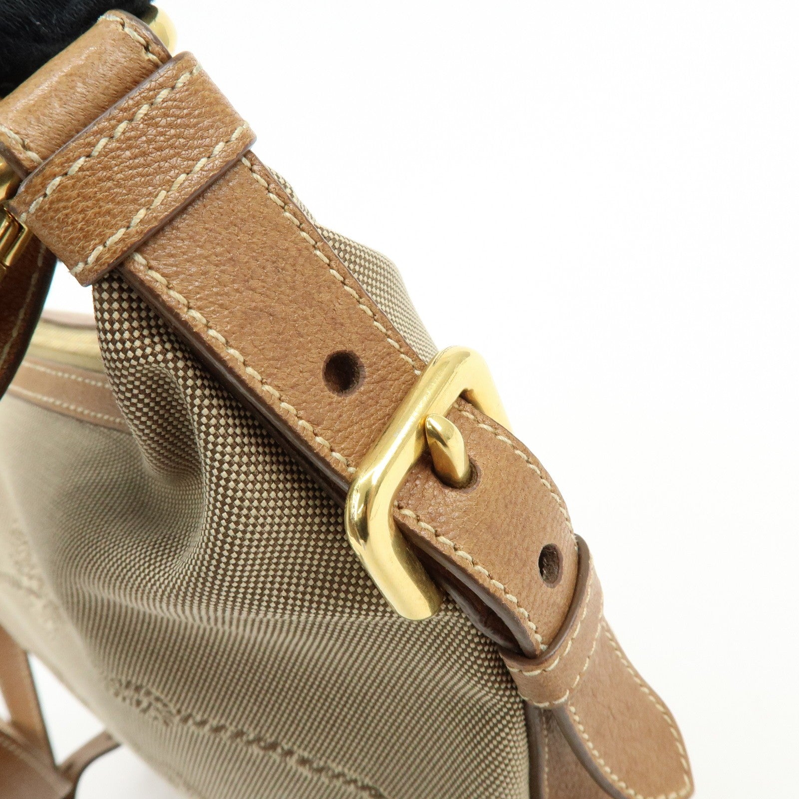 Prada Shoulder Bag - Brown, Jacquard Canvas, Leather