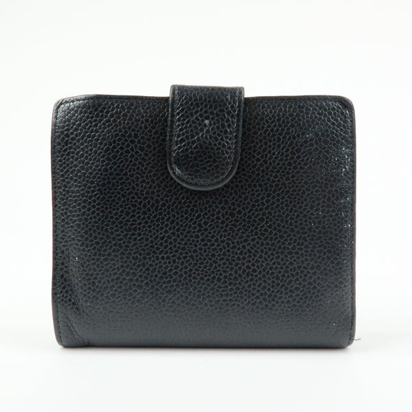 CHANEL COCO Mark Compact Wallet - Black, Caviarskin 