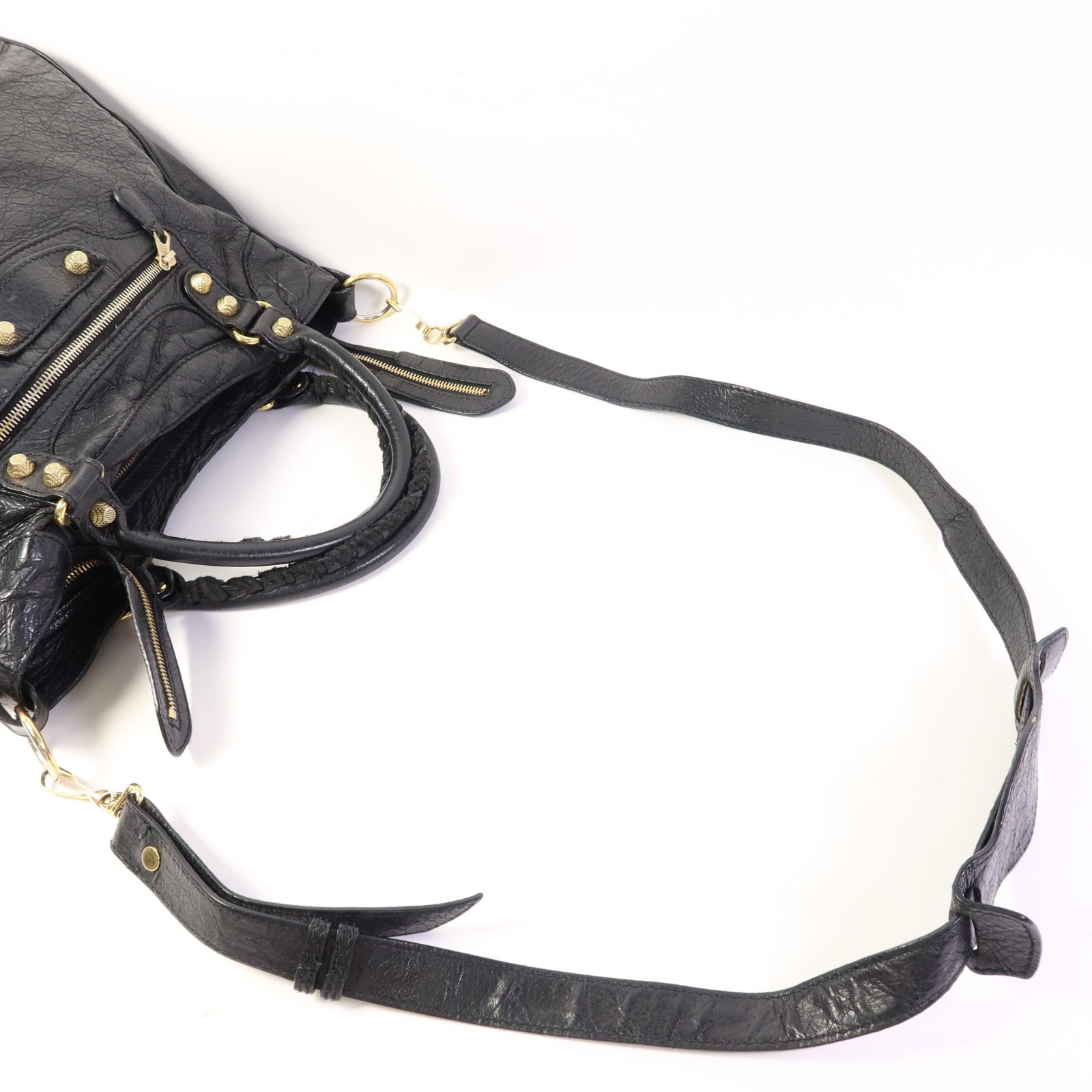 Balenciaga GHW Giant Velo 2 Way Shoulder Bag - Black, Calfskin Leather 