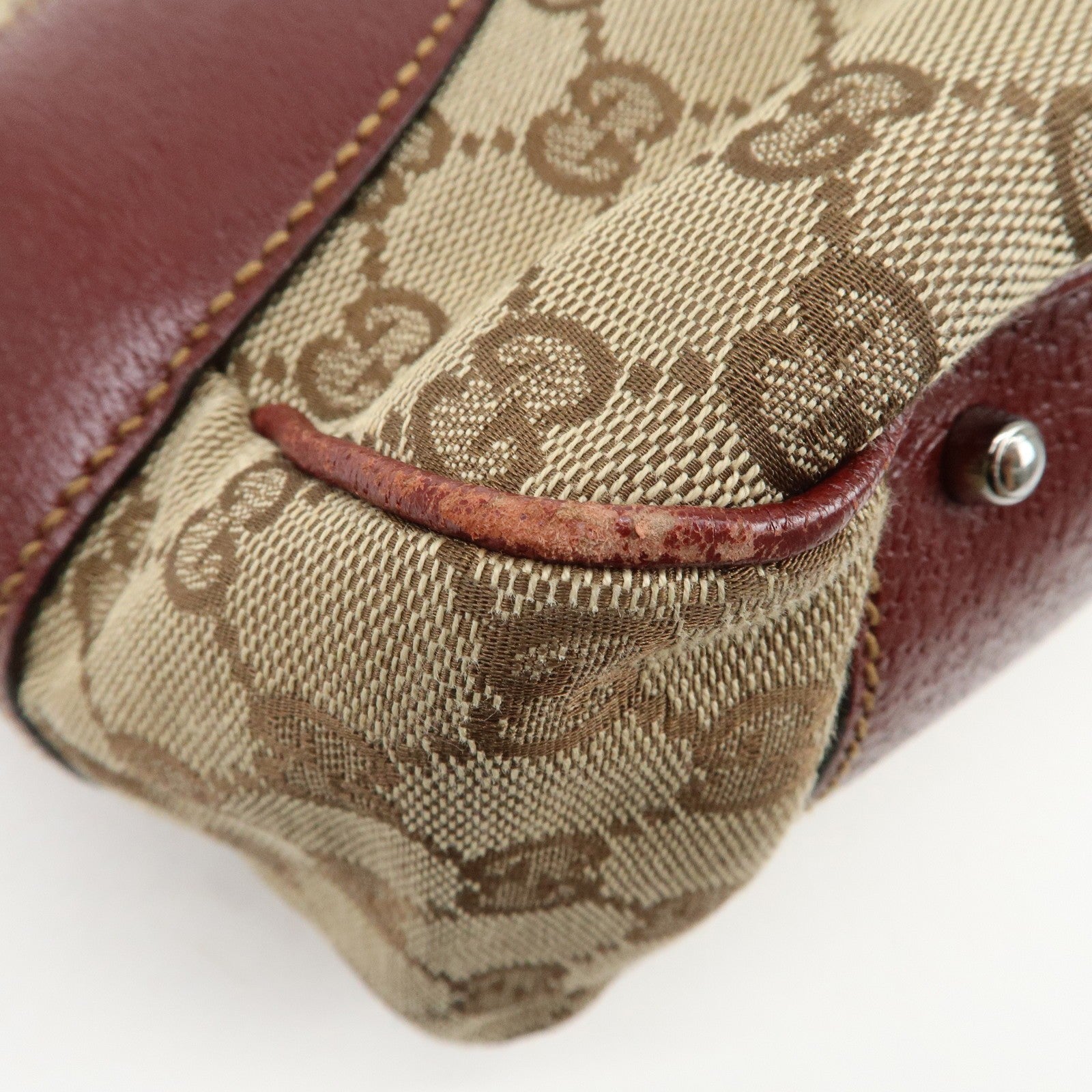 Gucci Tote Bag - Beige Bordeaux, GG Canvas Leather 