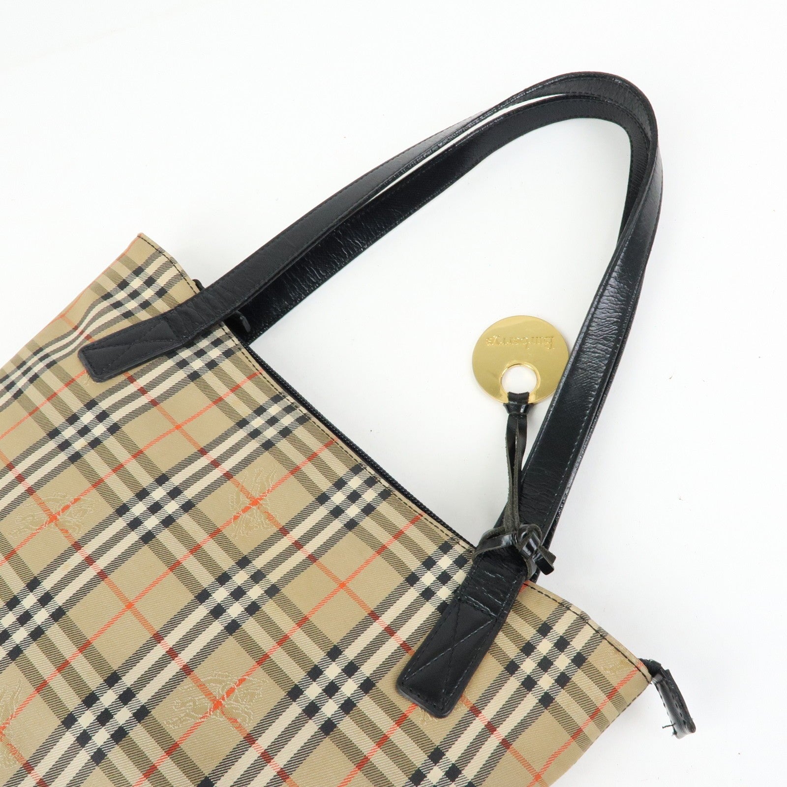 Burberry Nova Plaid Tote Shoulder Bag - Beige, Canvas and Leather