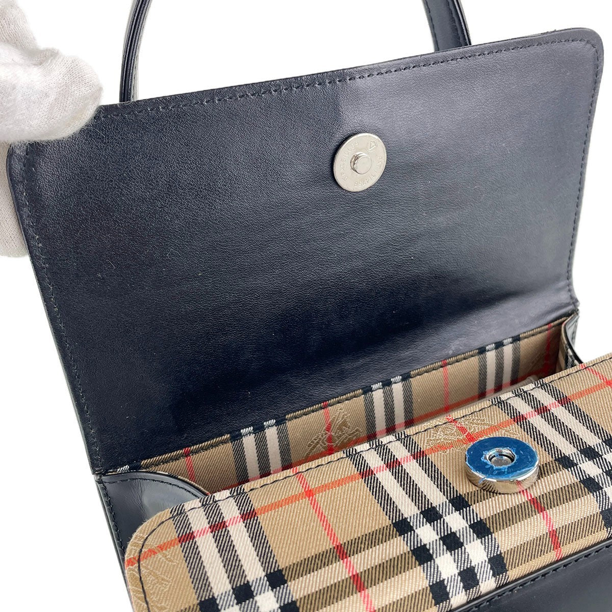 Burberry London Leather Fabric Handbag - Black, Leather