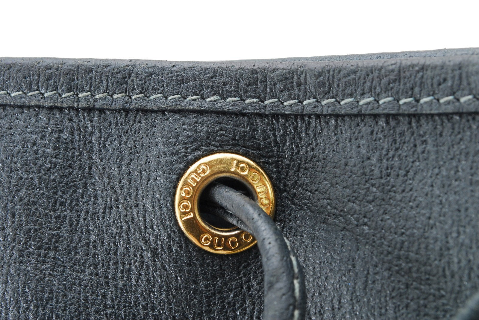 Gucci GG Supreme Drawstring Bucket Shoulder Bag - Navy Blue, Canvas and Leather
